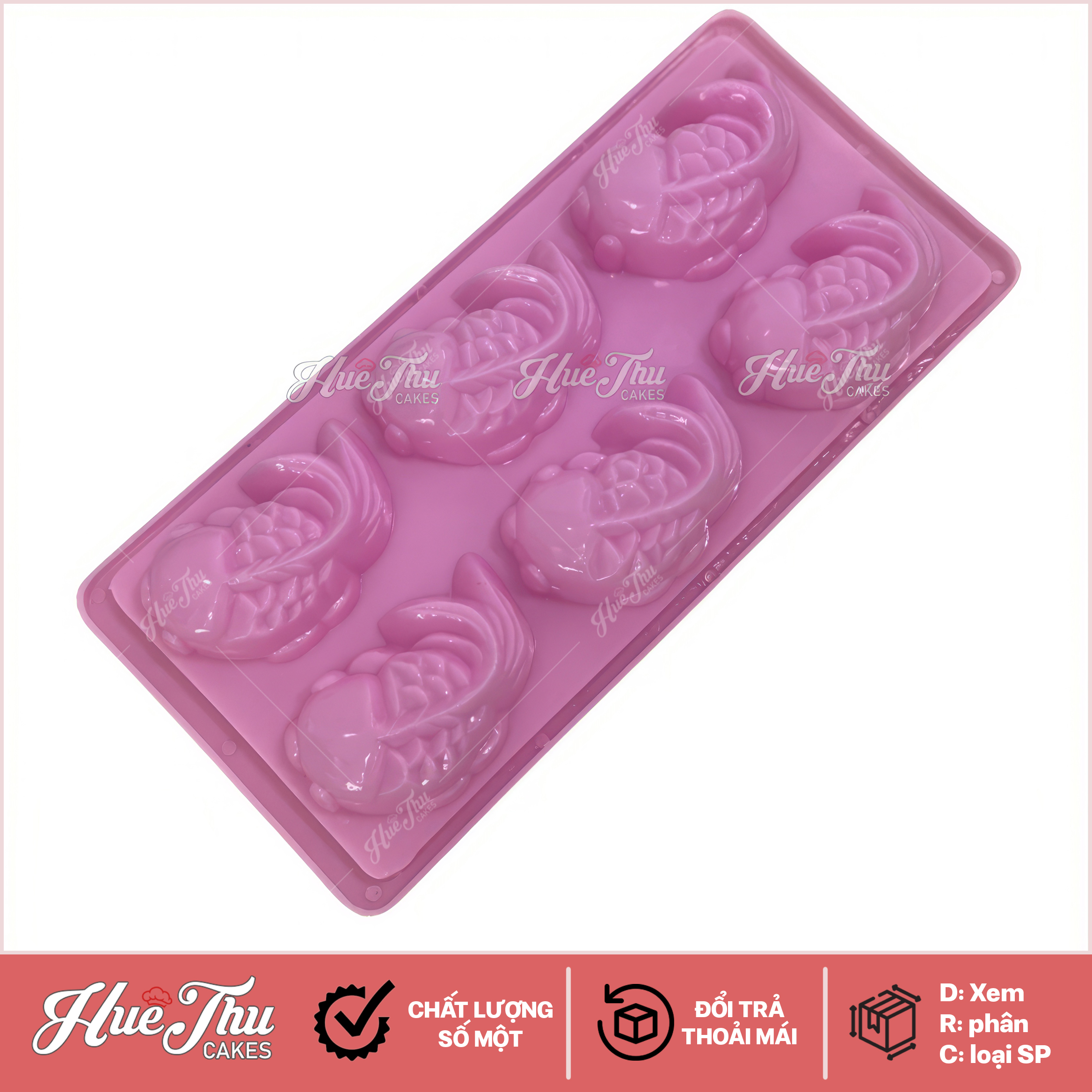 Khuôn rau câu, khay đá Cá Vàng (vỉ 6 con) làm bánh rau câu 3D 4D nhấn xôi, fondant, socola, nến hanmade