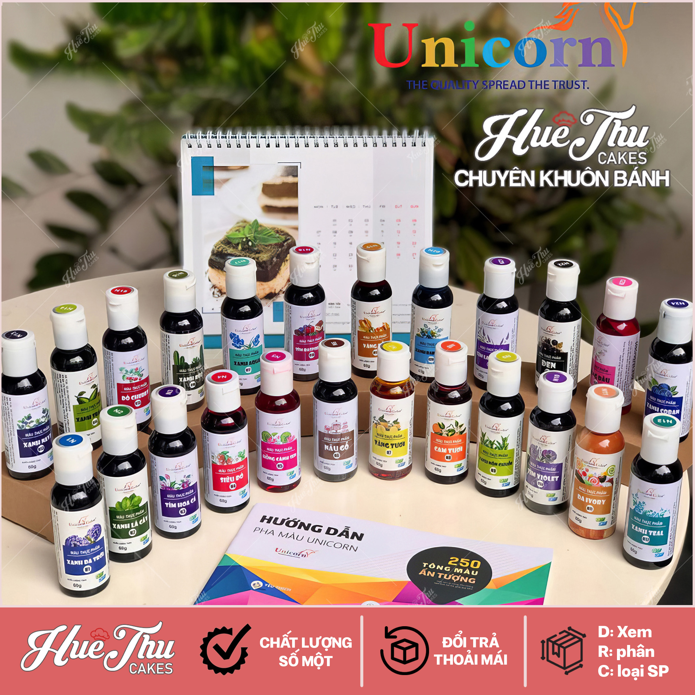 Màu thực phẩm Unicorn làm bánh rau câu, bánh kem 60g (24 màu) - Hàng chính hãng