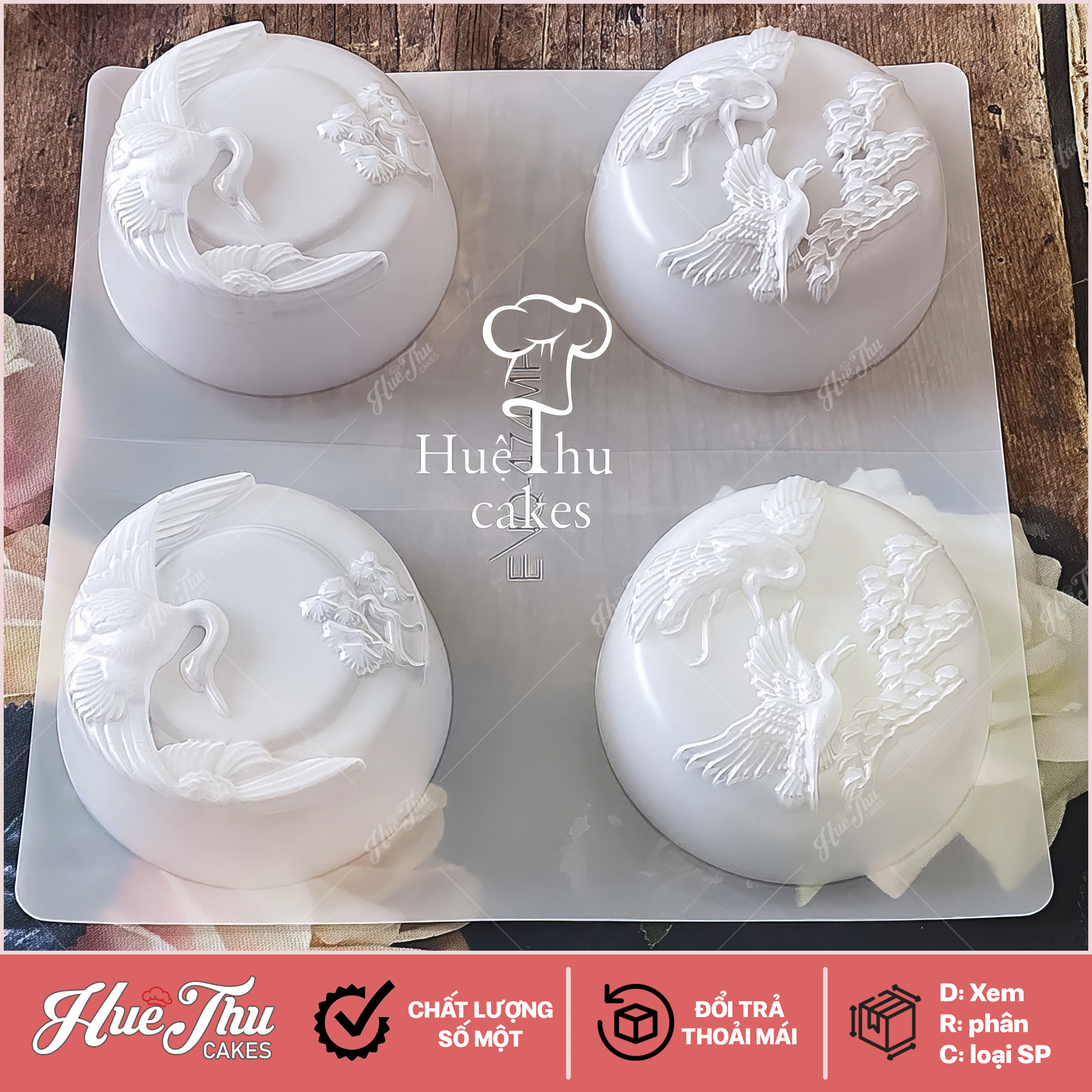 Khuôn rau câu, nhấn xôi Sơn Hạc (vỉ 4 khuôn) làm bánh rau câu, ép xôi