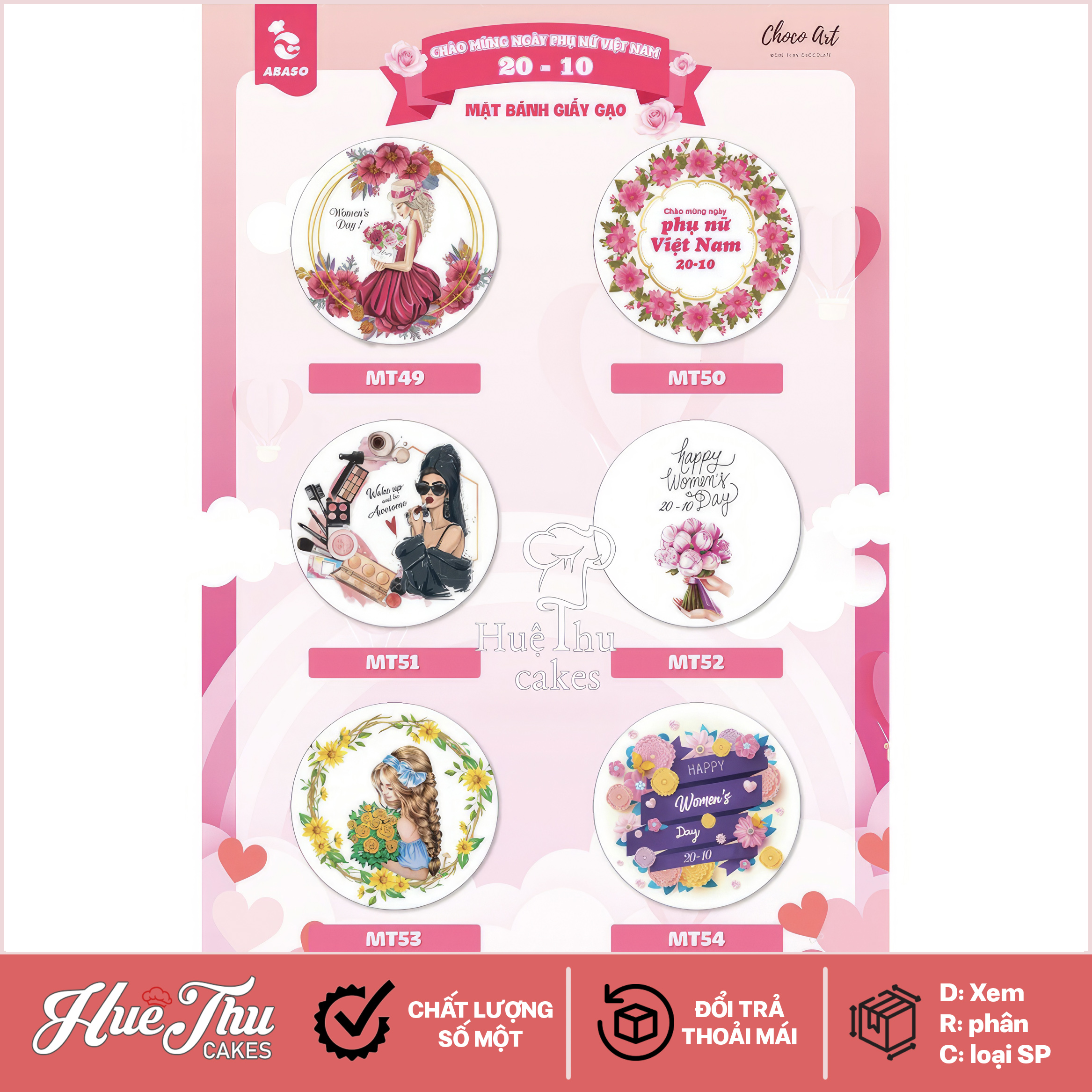 Giấy gạo chủ đề 20/10 (ăn được) trang trí bánh rau câu, bánh kem