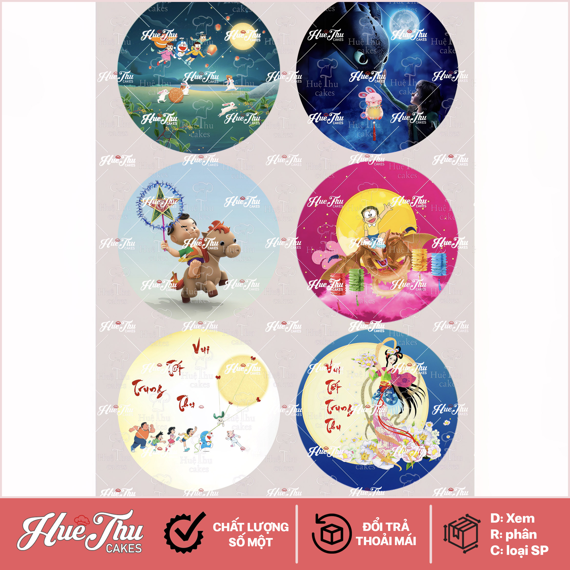 Tấm Decal Trong chủ đề Trung Thu, chữ dán tem dán lên bánh trang trí bánh rau câu tiện lợi (nhiều mẫu)