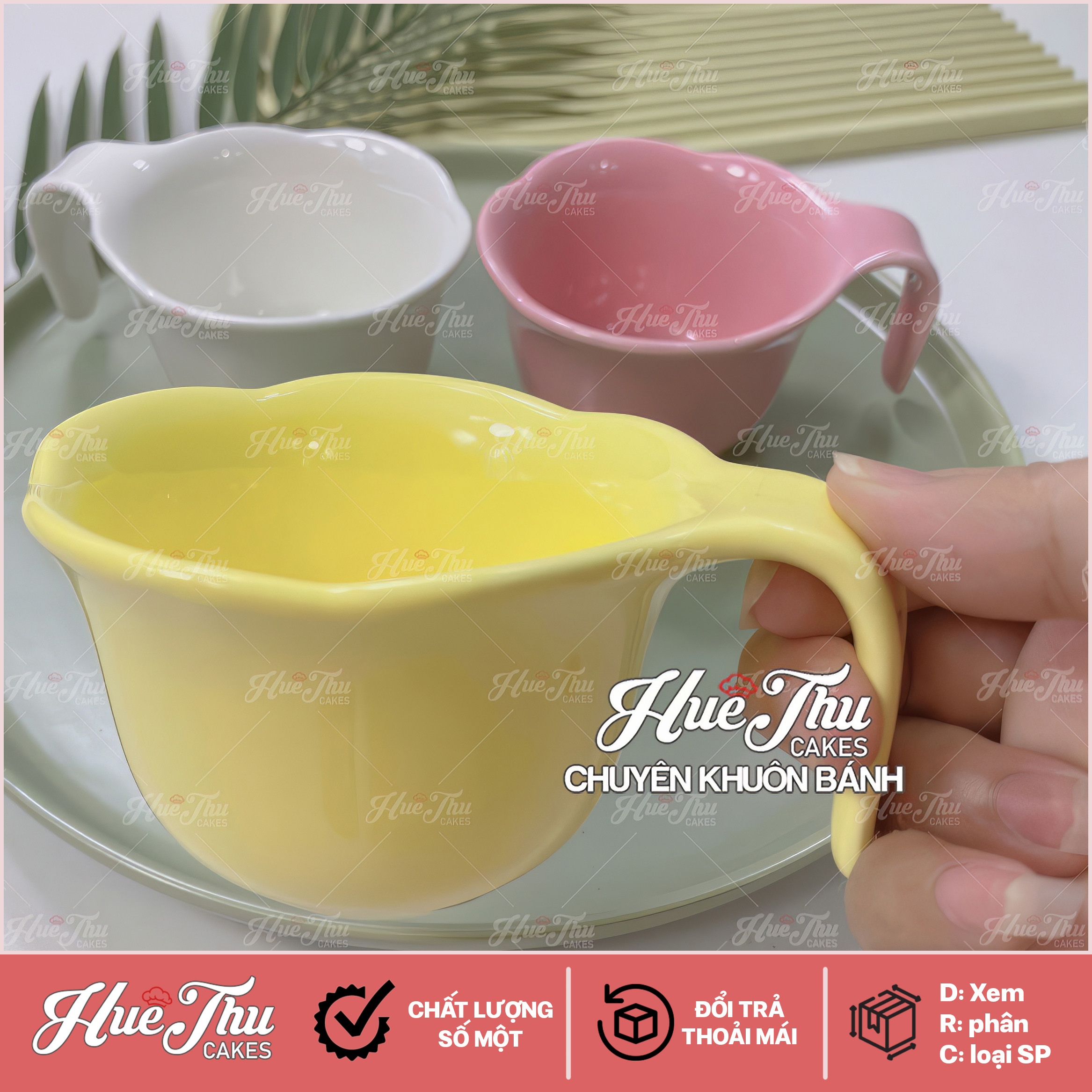 Cốc Cắm Hoa Có Quai - Ly Cốc Sứ (nhiều màu) trang trí bàn tiệc, mâm cúng
