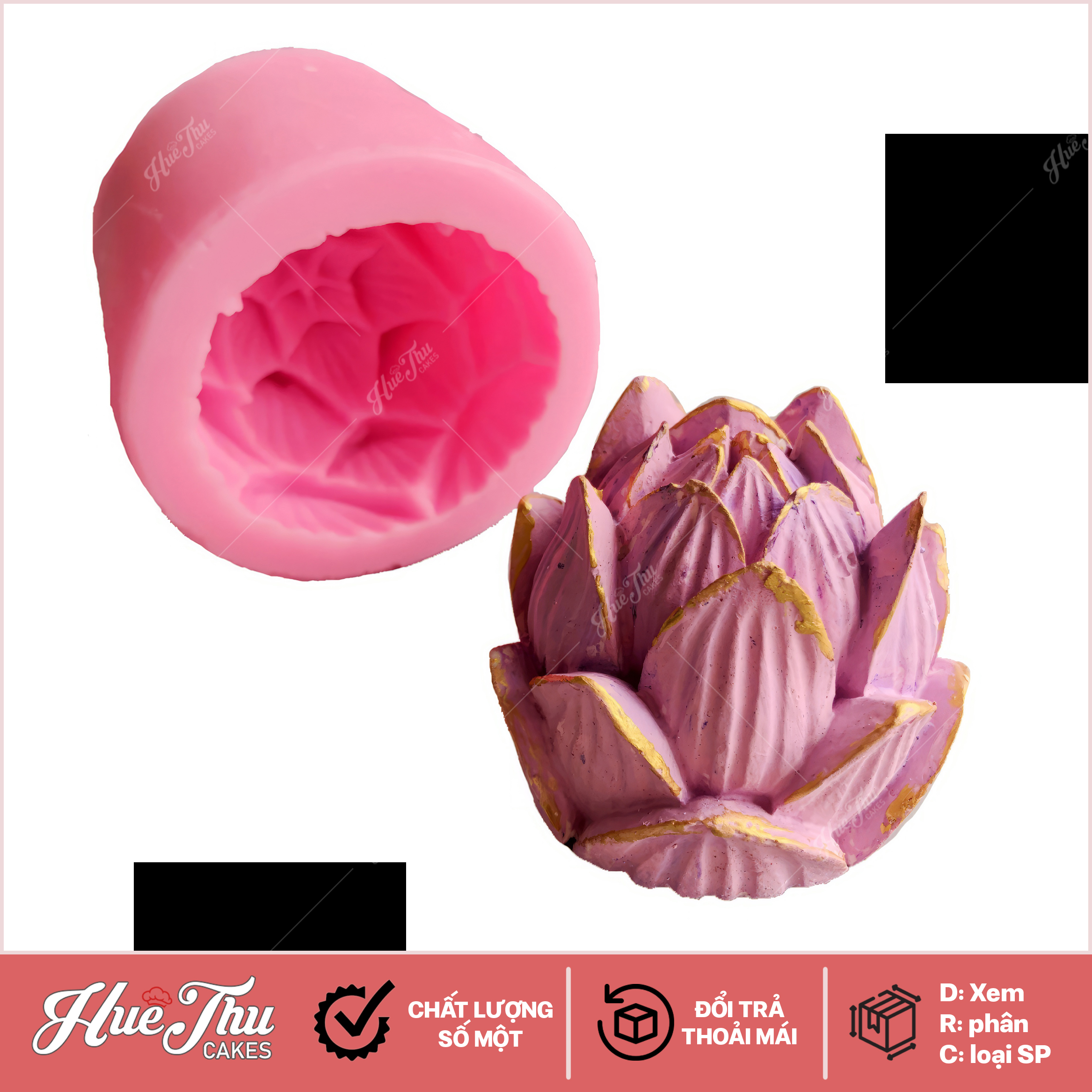 Khuôn silicon Đài Sen 6cm làm bánh rau câu 3D 4D nhấn xôi, fondant, socola, nến hanmade