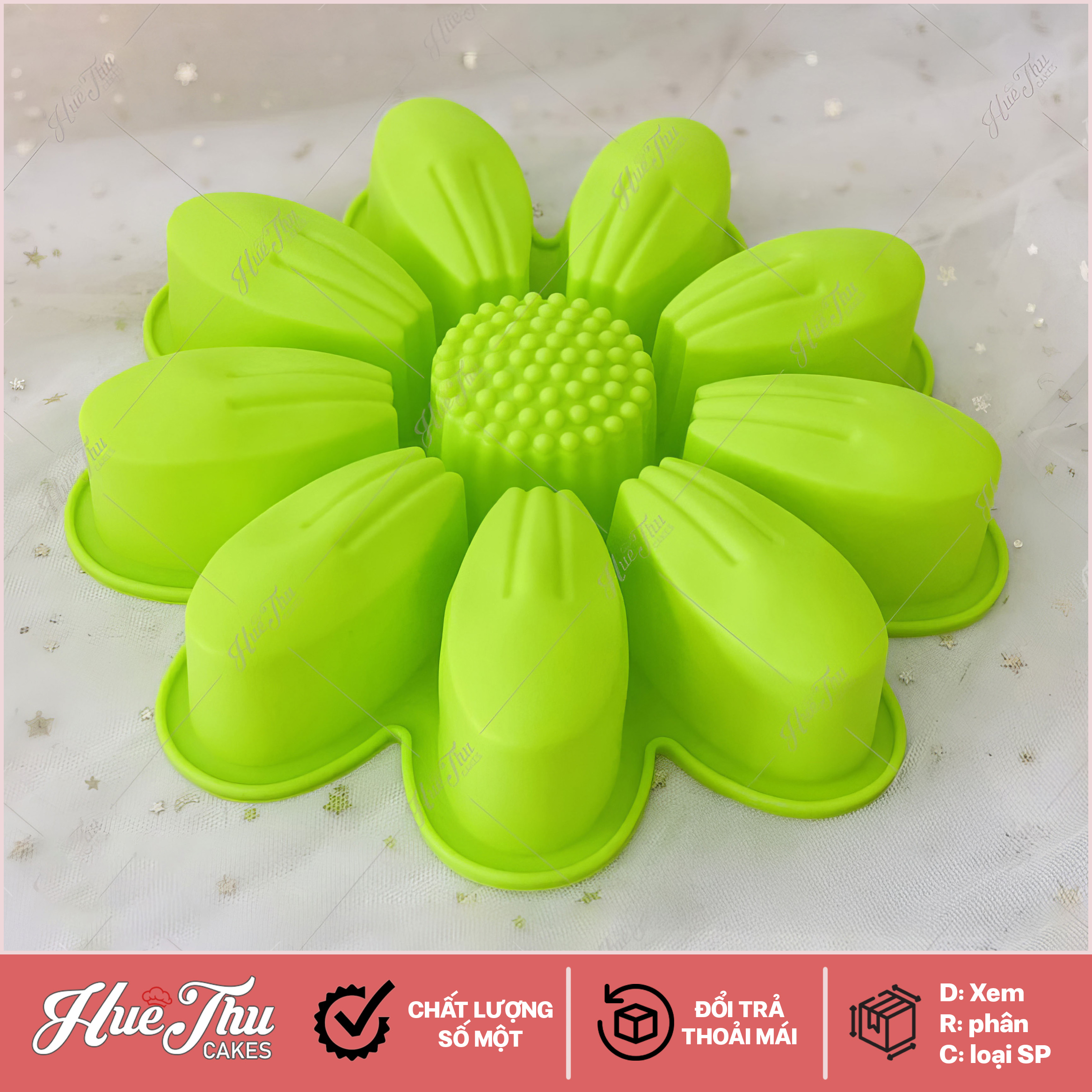 Khuôn silicon hoa Hướng Dương 25cm làm bánh rau câu 3D 4D nhấn xôi, fondant, socola, nến hanmade