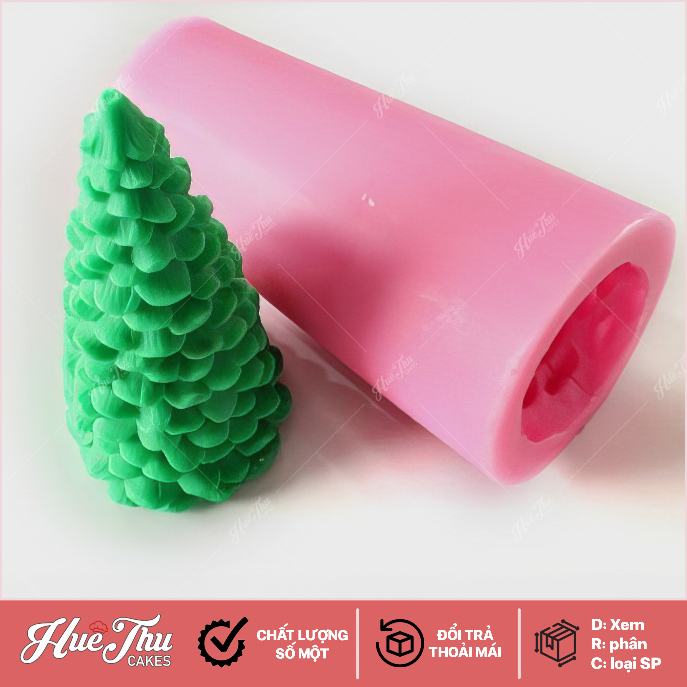 Khuôn silicon Cây Thông làm bánh rau câu 3D 4D nhấn xôi, fondant, socola, nến hanmade