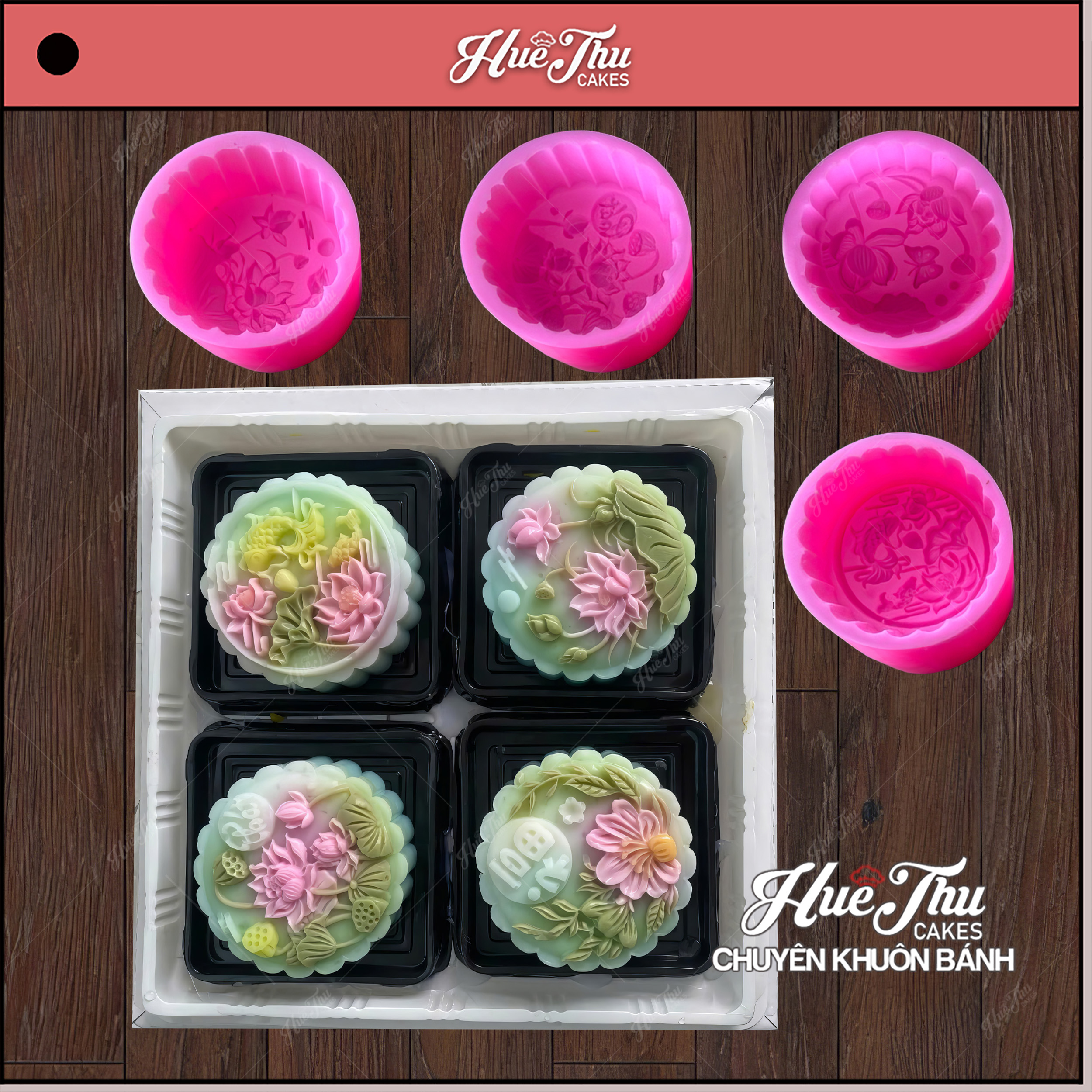 Combo 4 khuôn silicon Hoa Cúc Hoa Sen TT 13141516 A117 làm bánh rau câu 3D 4D nhấn xôi, fondant, socola, nến hanmade