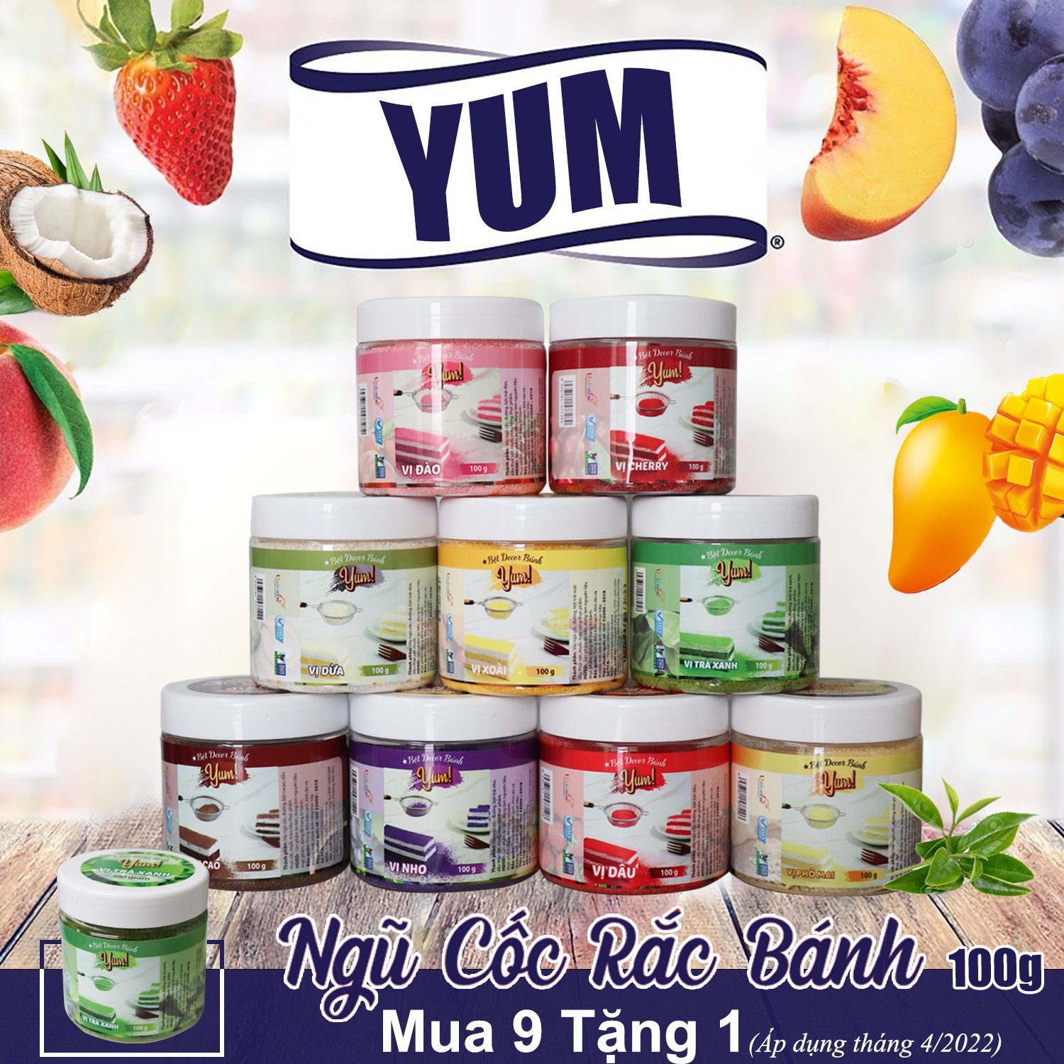 Bột rắc Decor trang trí bánh Yum Unicorn (100g) nhiều hương vị