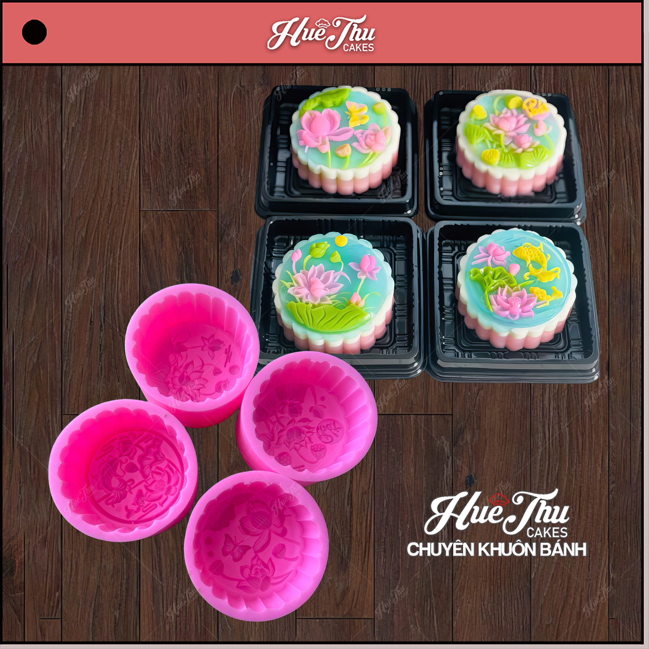 Combo 4 khuôn silicon Hoa Cúc Hoa Sen TT 9101112 A117 làm bánh rau câu 3D 4D nhấn xôi, fondant, socola, nến hanmade