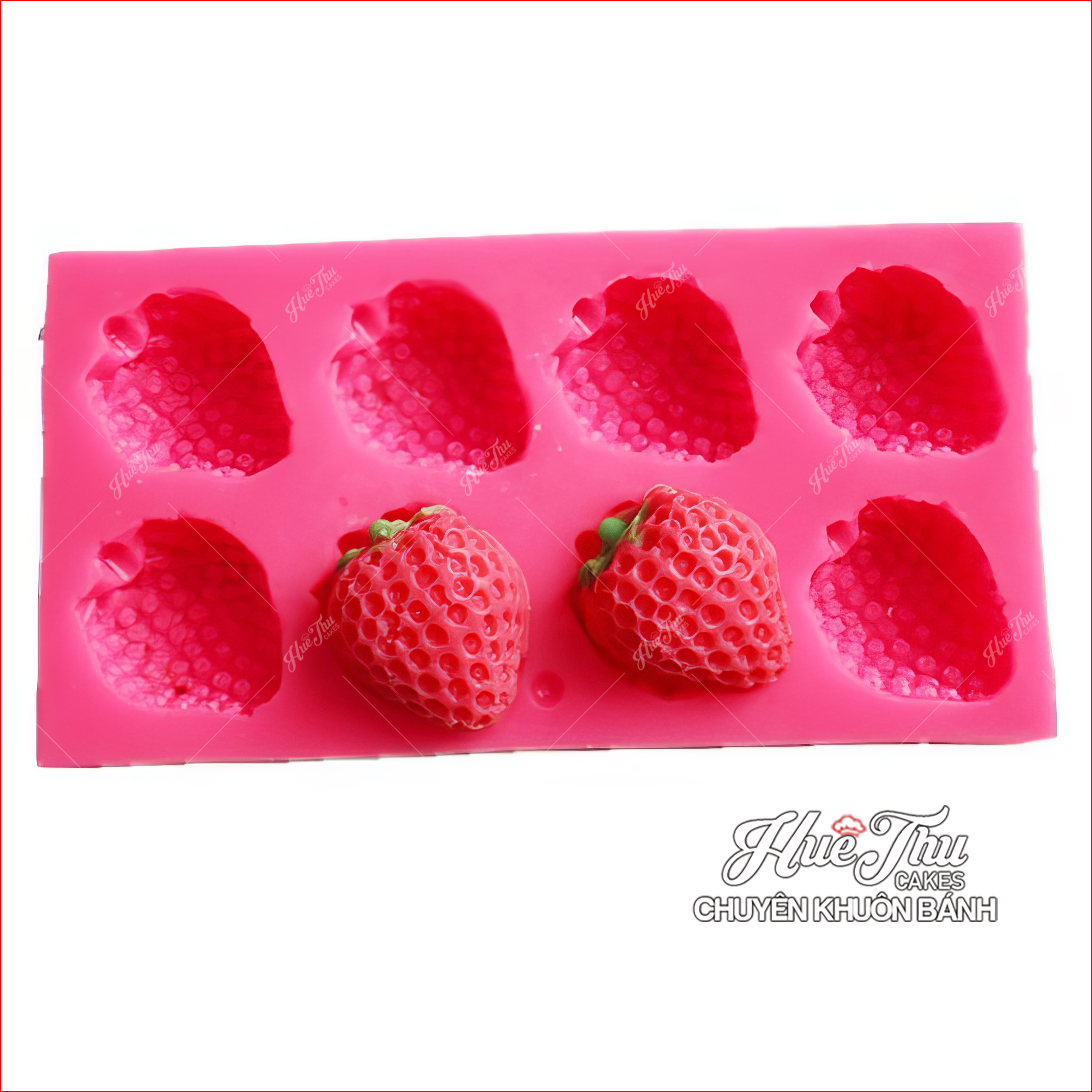 Khuôn silicon quả Dâu Tây làm bánh rau câu 3D 4D nhấn xôi, fondant, socola, nến hanmade