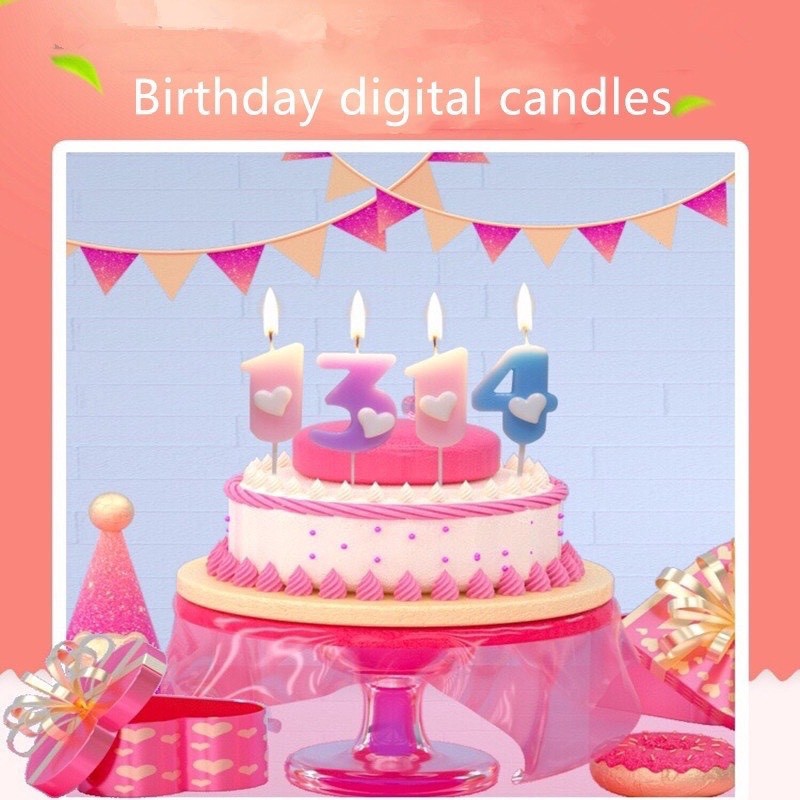 Nến sinh nhật bộ số 09 màu hồng  Phụ kiện trang trí bánh sinh nhật