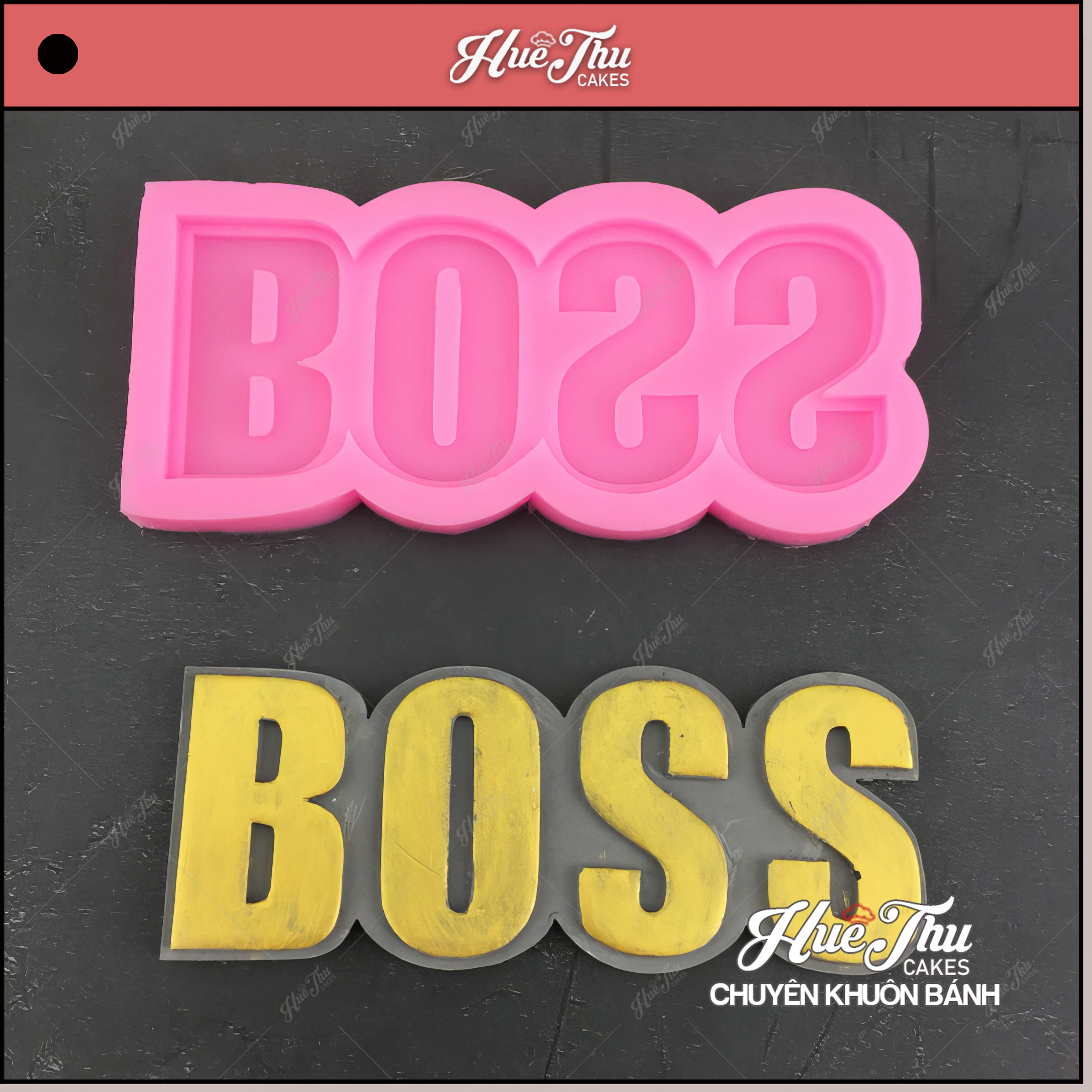Khuôn silicon Chữ BOSS 9.7cm (bánh tặng sếp) làm bánh rau câu 3D 4D nhấn xôi, fondant, socola, nến hanmade