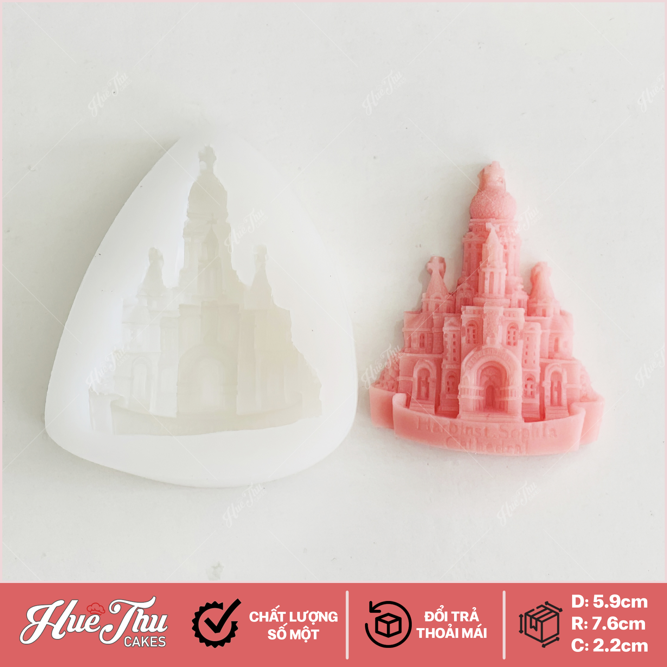 Khuôn silicon Lâu Đài 6cm A127 làm bánh rau câu 3D 4D nhấn xôi, fondant, socola, nến hanmade