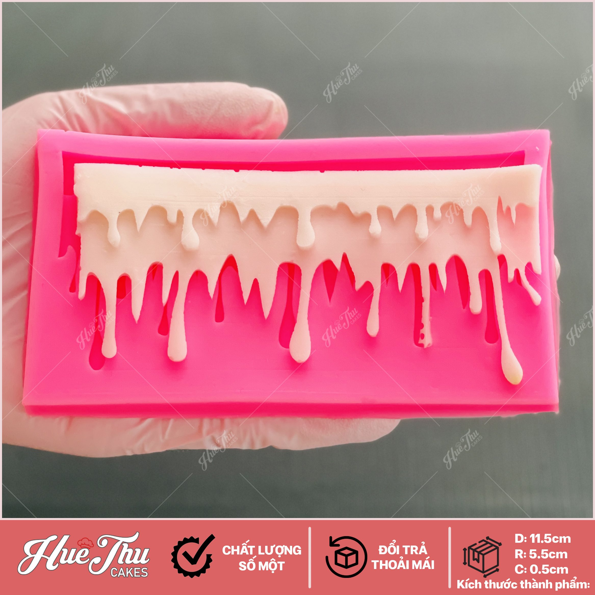 Khuôn silicon Viền Kem Chảy 2 Tầng A165 làm bánh rau câu 3D 4D nhấn xôi, fondant, socola, nến hanmade