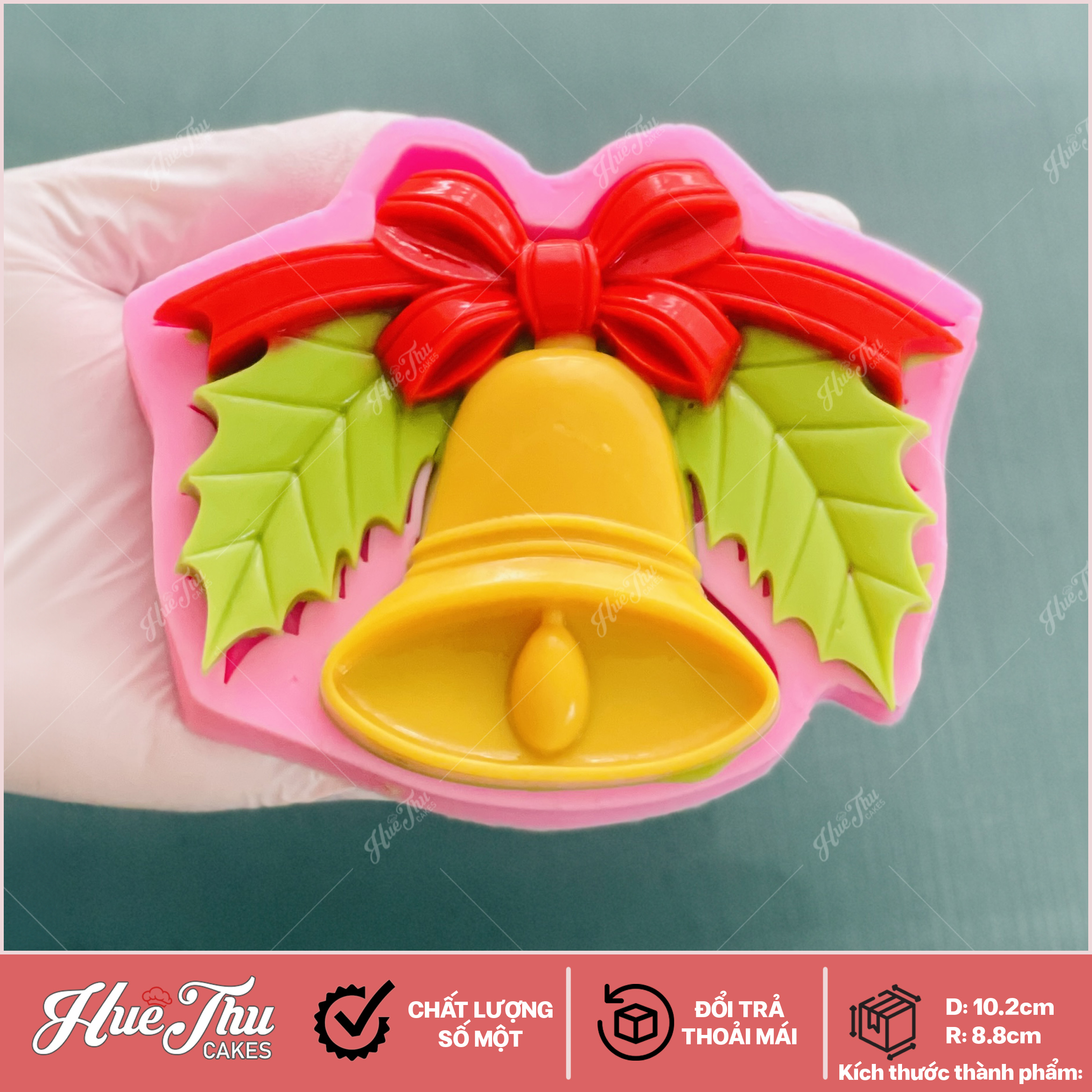 Khuôn silicon Chuông Giáng Sinh 10.2cm A138 làm bánh rau câu 3D 4D nhấn xôi, fondant, socola, nến hanmade