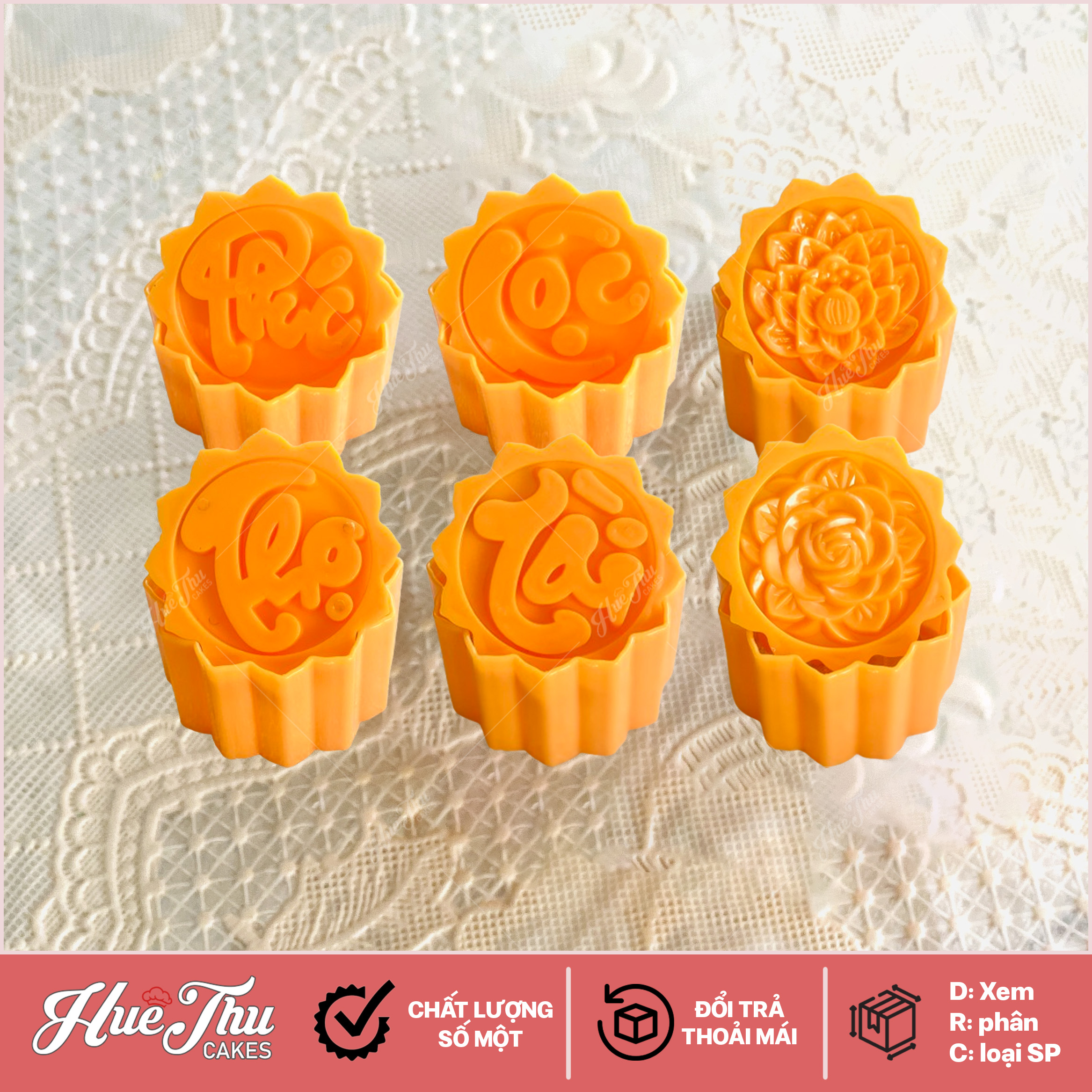 Khuôn xôi hình Cánh Sen 10cm Phúc Lộc Thọ Tài Sen - khuôn ép xôi, khuôn nhấn xôi Vĩnh Trường