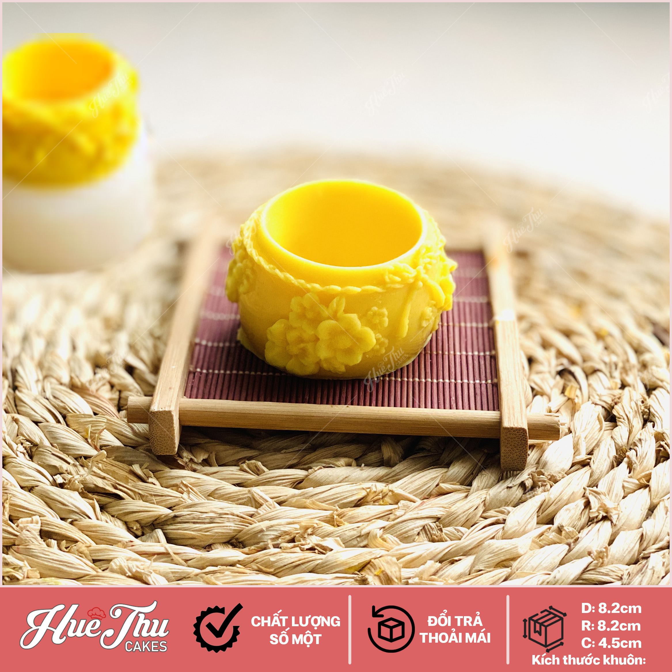 Khuôn silicon Bình Hoa Đào 7.5cm A158 làm bánh rau câu 3D 4D nhấn xôi, fondant, socola, nến hanmade