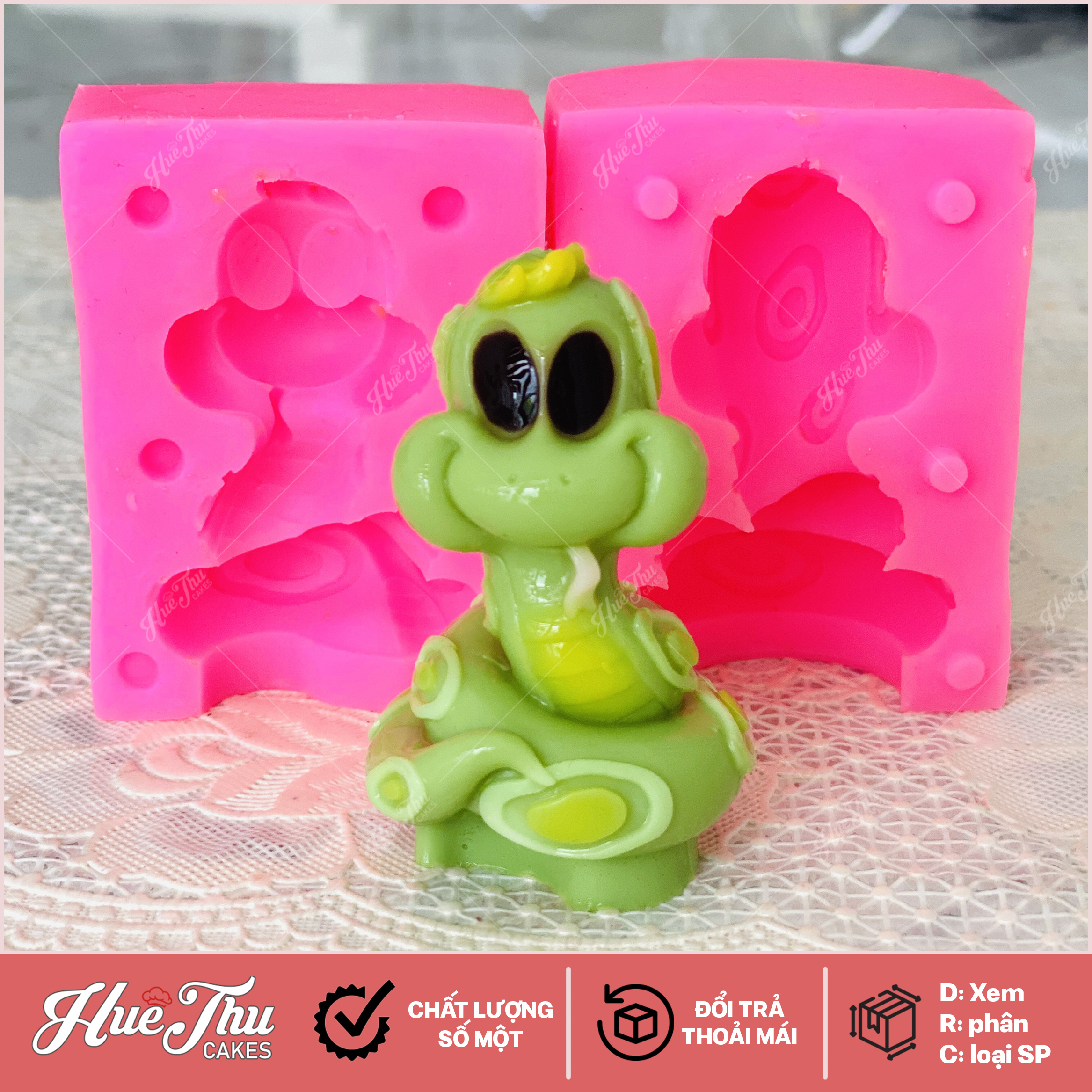 Khuôn silicon Con Rắn A167 làm bánh rau câu 3D 4D nhấn xôi, fondant, socola, nến hanmade