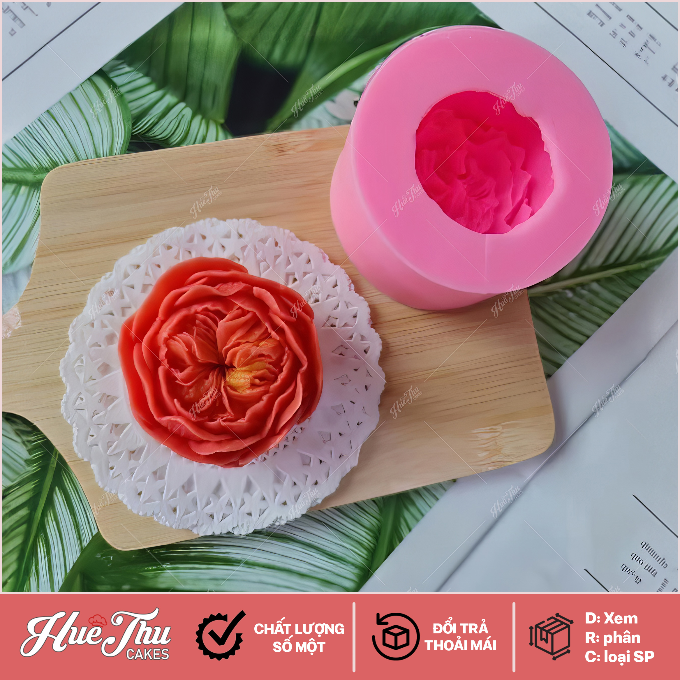 Khuôn silicon hoa Hồng Anh D14 6.5cm làm bánh rau câu 3D 4D nhấn xôi, fondant, socola, nến hanmade