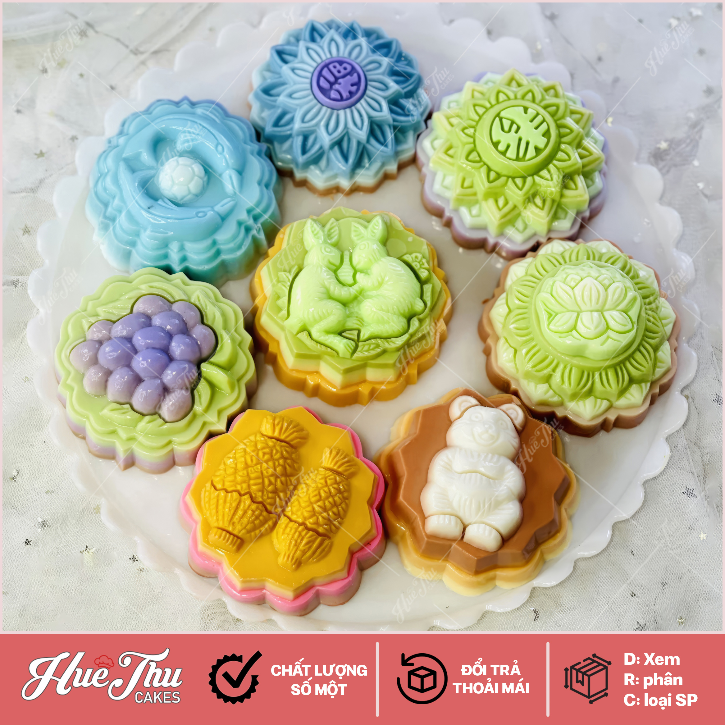 Khuôn rau câu, nhấn xôi Ngọc Lan (nhiều mẫu) dùng làm bánh rau câu trung thu, ép xôi