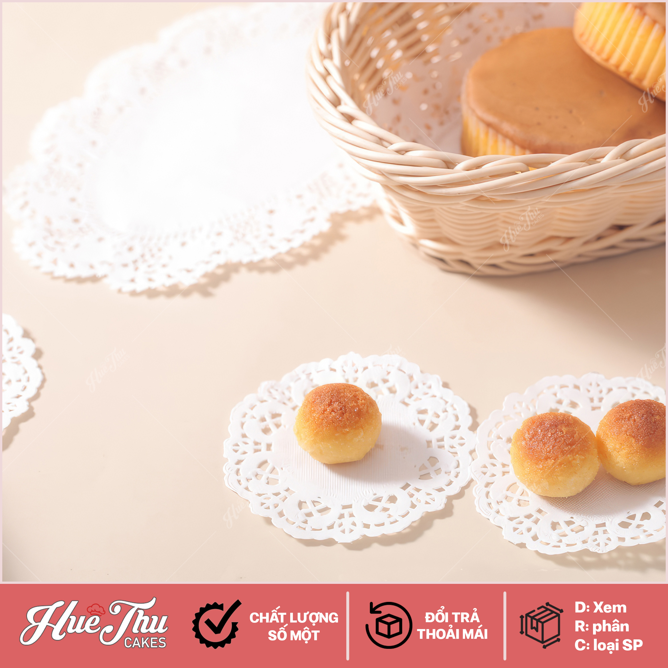 Giấy ren lót bánh size 12-30cm cho bánh rau câu, bông lan, bánh kem (50 tờ)