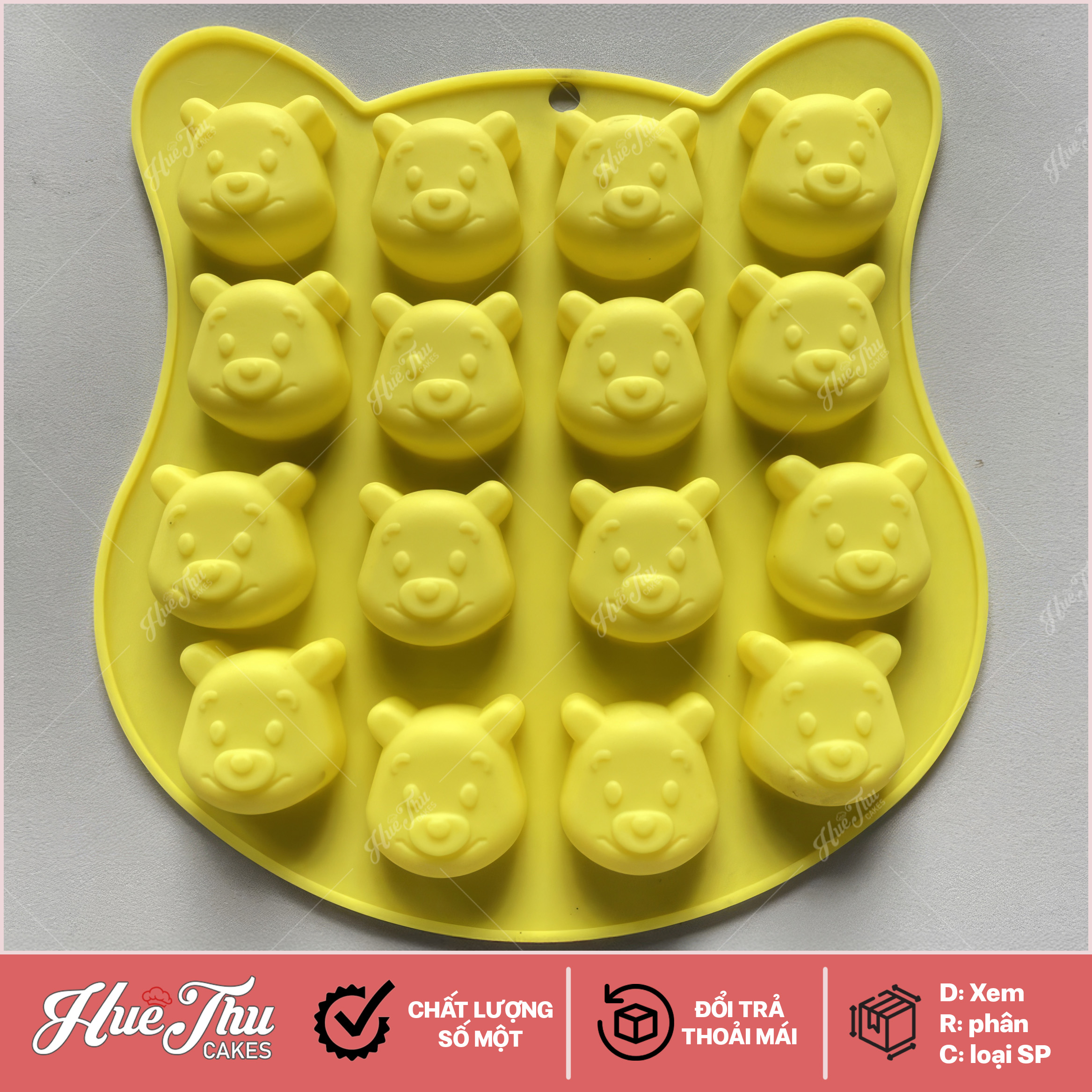 Khuôn silicon kẹo chip Mặt Gấu dễ thương 16x17cm làm kẹo dẻo, chip chip, rau câu mini, thạch trà sữa