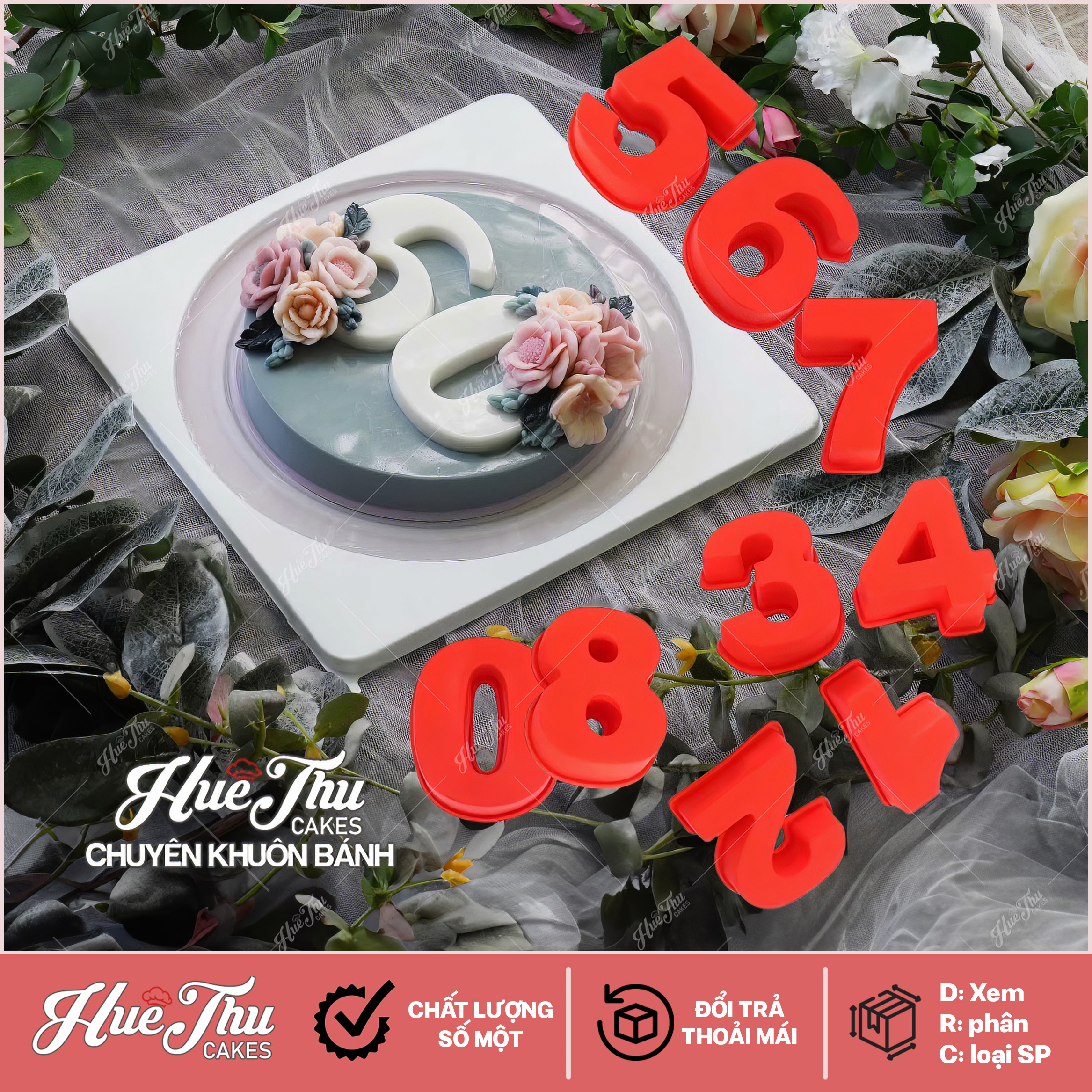 Khuôn silicon Chữ Cái / Số / Ký Tự từ A-Z 0-9 kích thước 12cm làm bánh rau câu 3D 4D nhấn xôi, fondant, socola