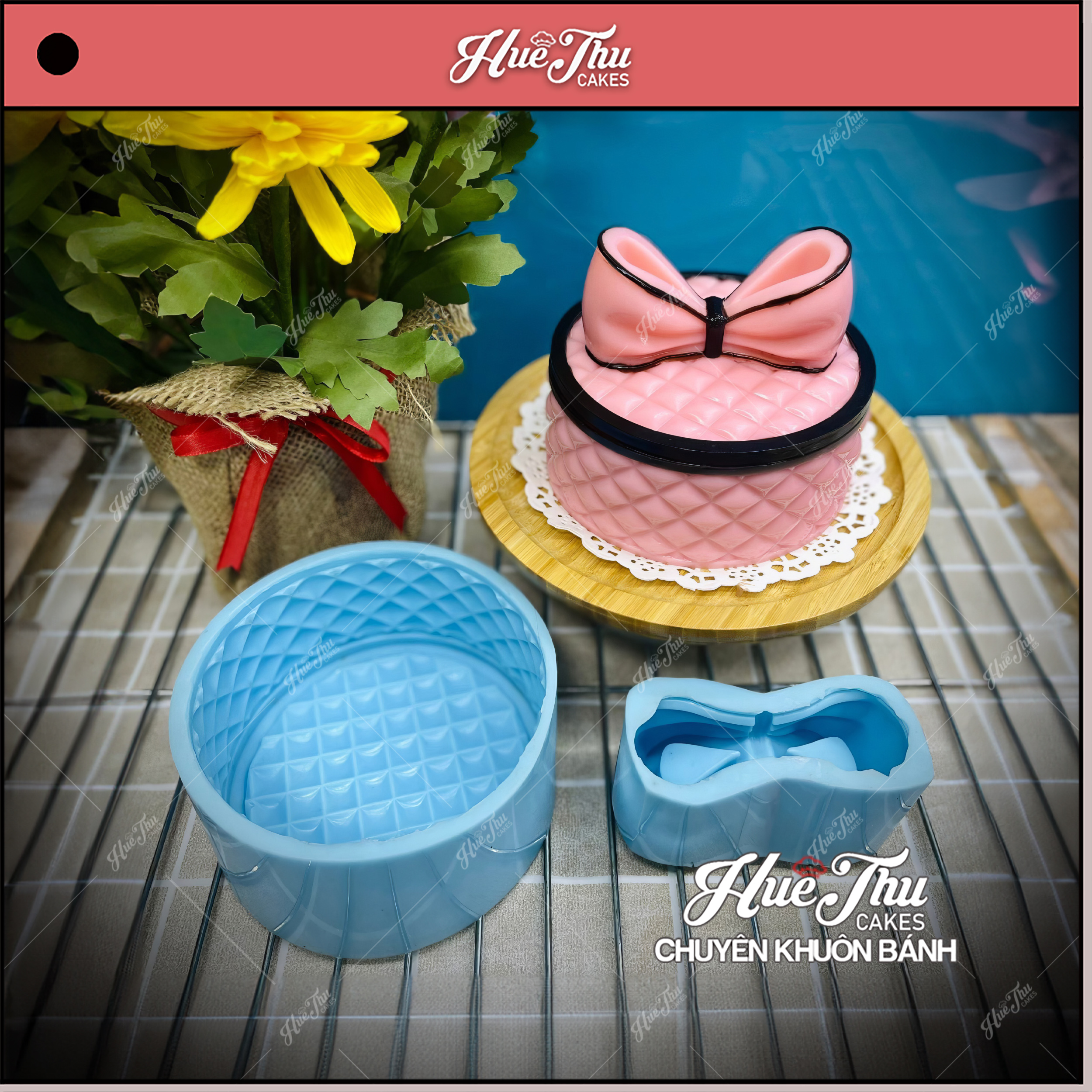 Khuôn silicon Hộp Quà kèm Nơ Lớn làm bánh rau câu 3D 4D nhấn xôi, fondant, socola, nến hanmade