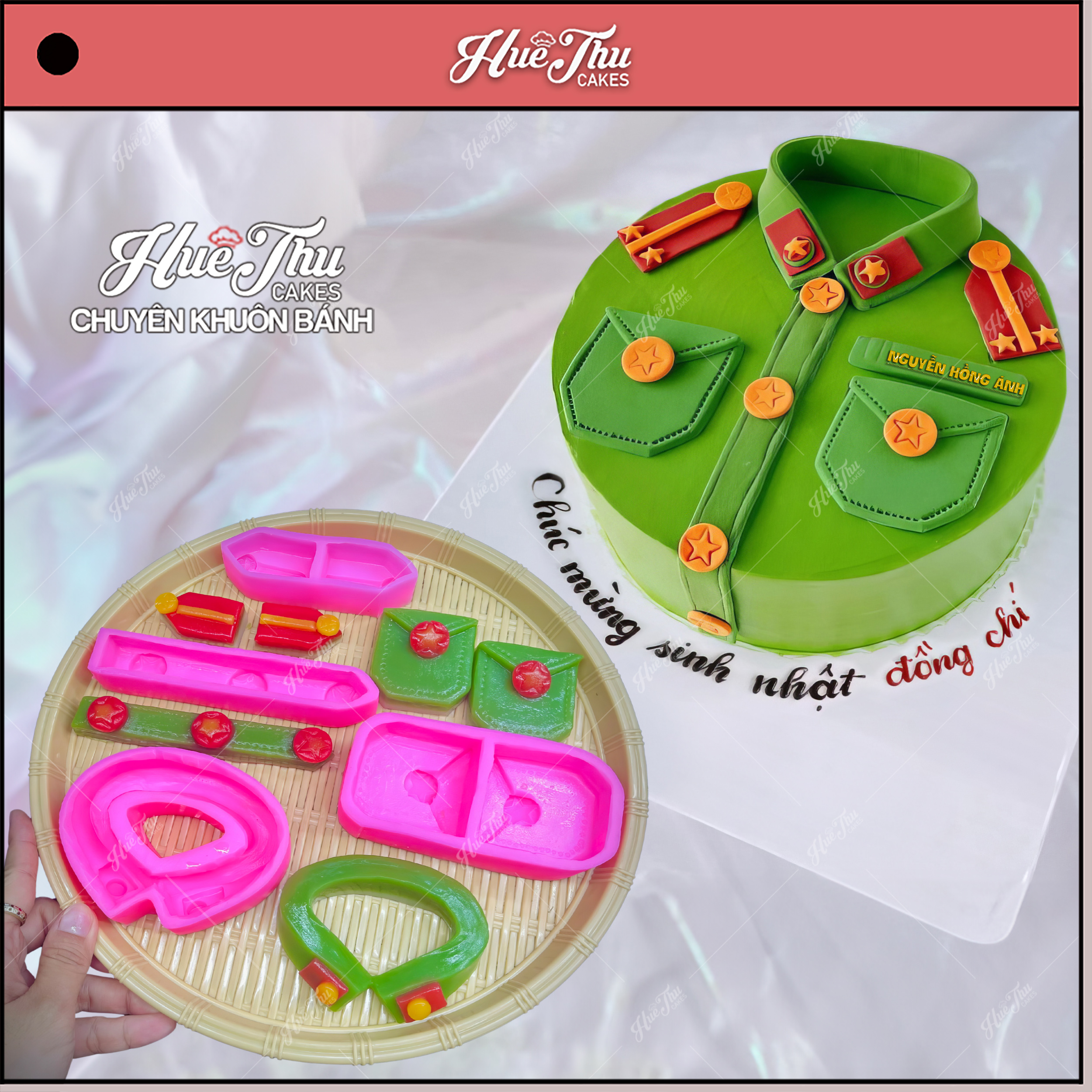 Khuôn silicon Công An, Cảnh Sát, Bộ Đội (bộ 4 khuôn) làm bánh rau câu 3D 4D nhấn xôi, chè trôi nước, socola, nến hanmade