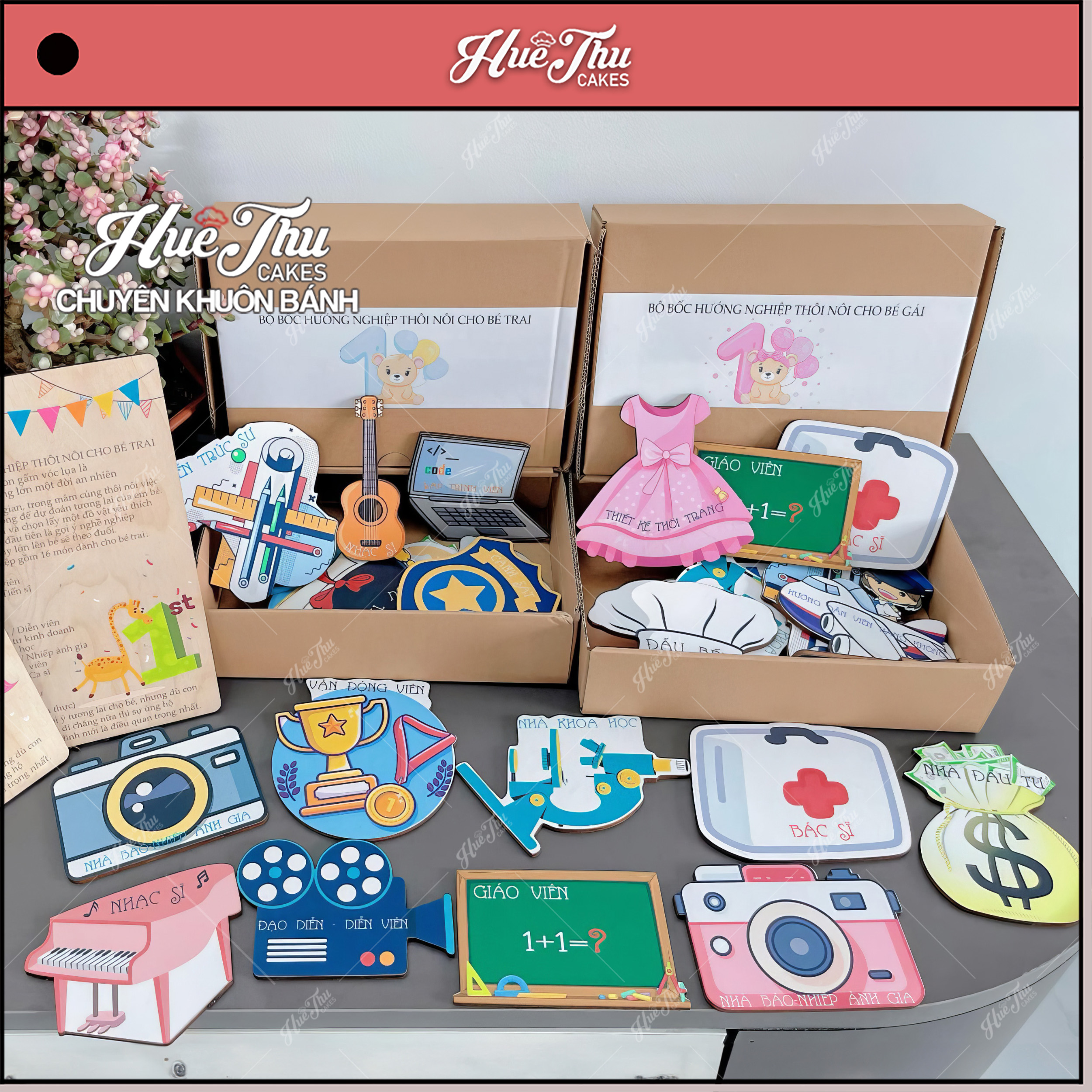 Hộp Quà Bốc Thôi Nôi Cho Bé Trai, Bé Gái 1 Tuổi - Set bốc thôi nôi định hướng tương lai cho bé
