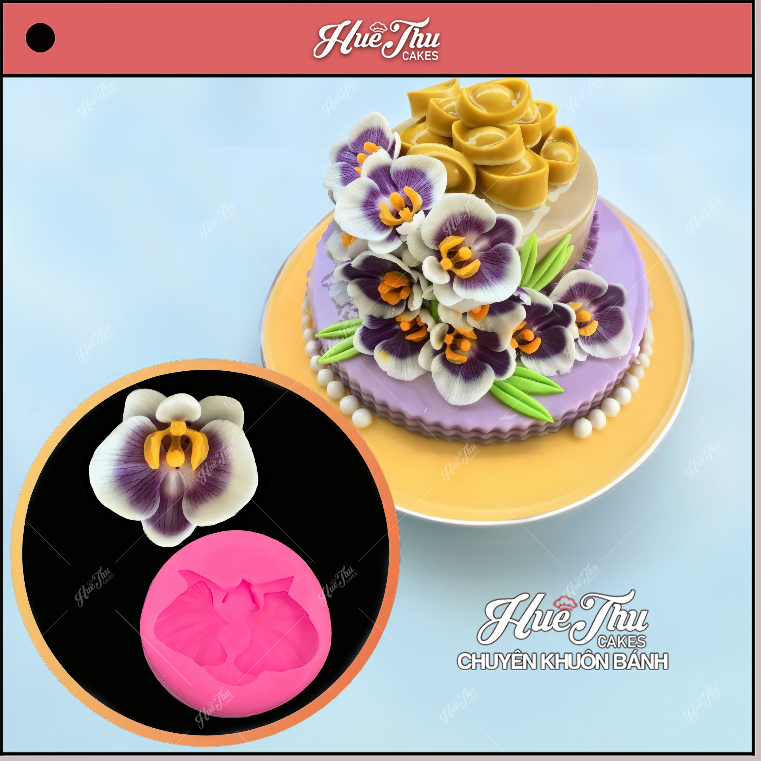 Khuôn silicon hoa Lan Hồ Điệp làm bánh rau câu 3D 4D nhấn xôi, fondant, socola, nến hanmade