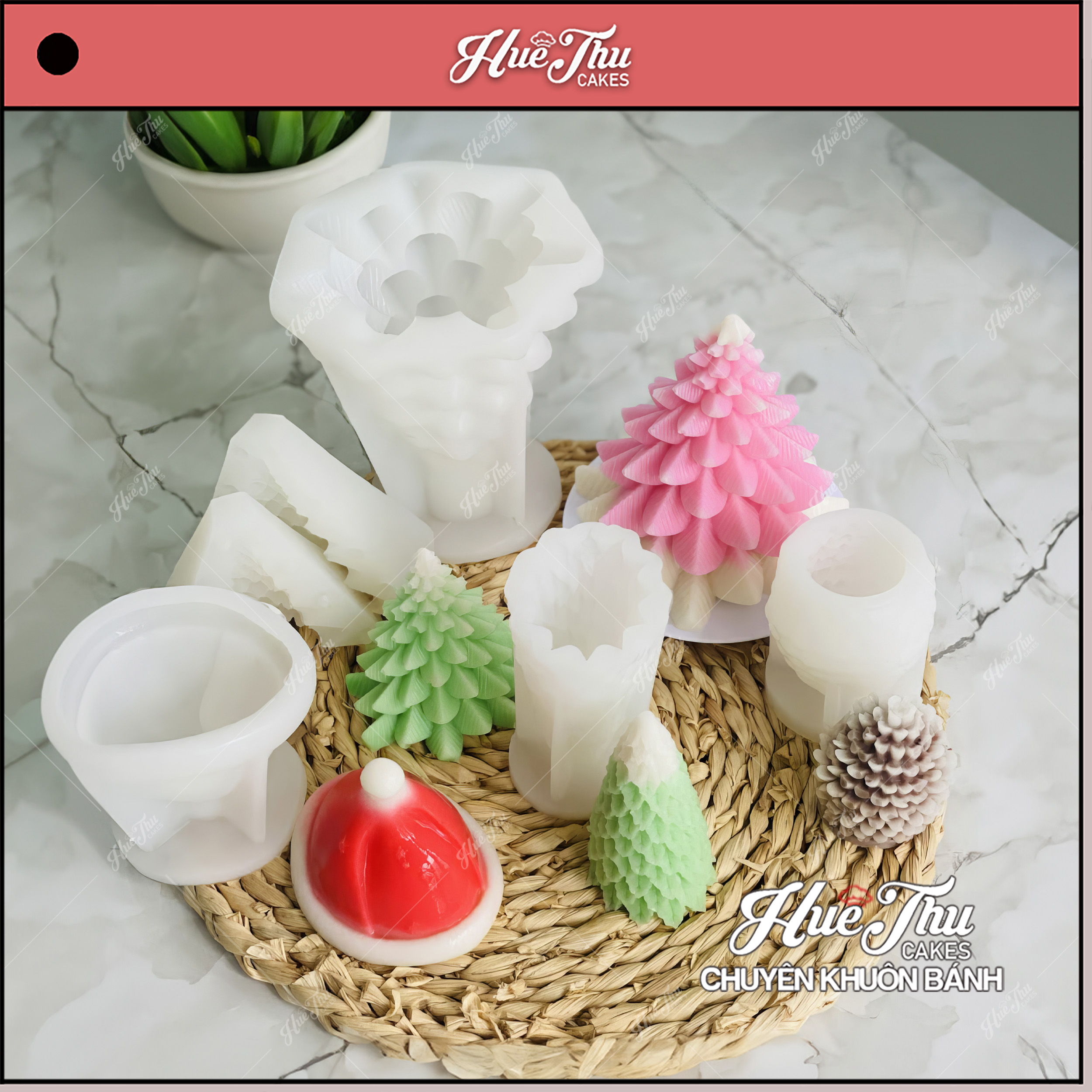 Khuôn silicon Cây Thông Noel (nhiều mẫu) A94 làm bánh rau câu 3D 4D nhấn xôi, fondant, socola, nến hanmade