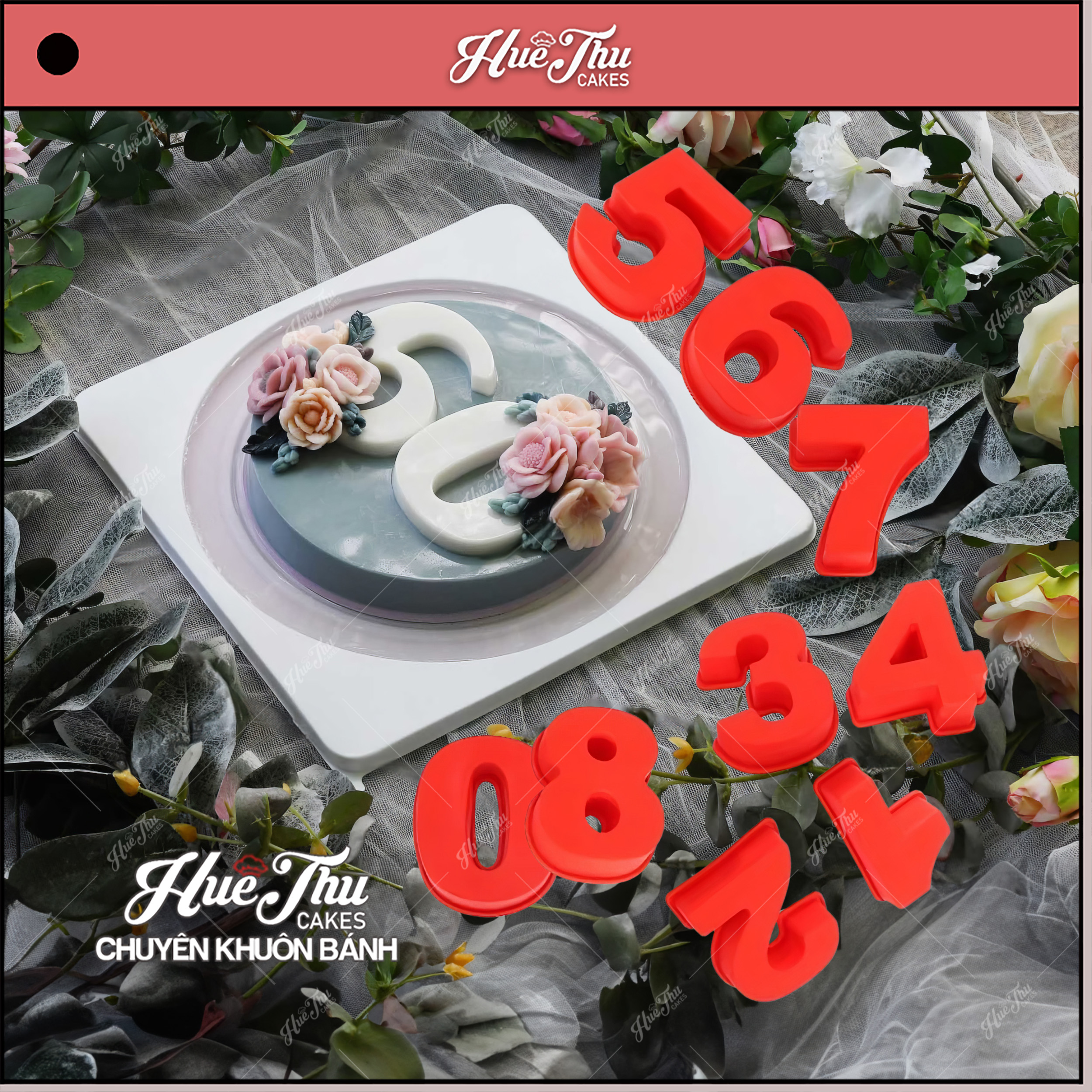 Khuôn silicon Số 0-9 12cm (bộ 9 số) làm bánh rau câu 3D 4D nhấn xôi, chè trôi nước, socola, nến hanmade