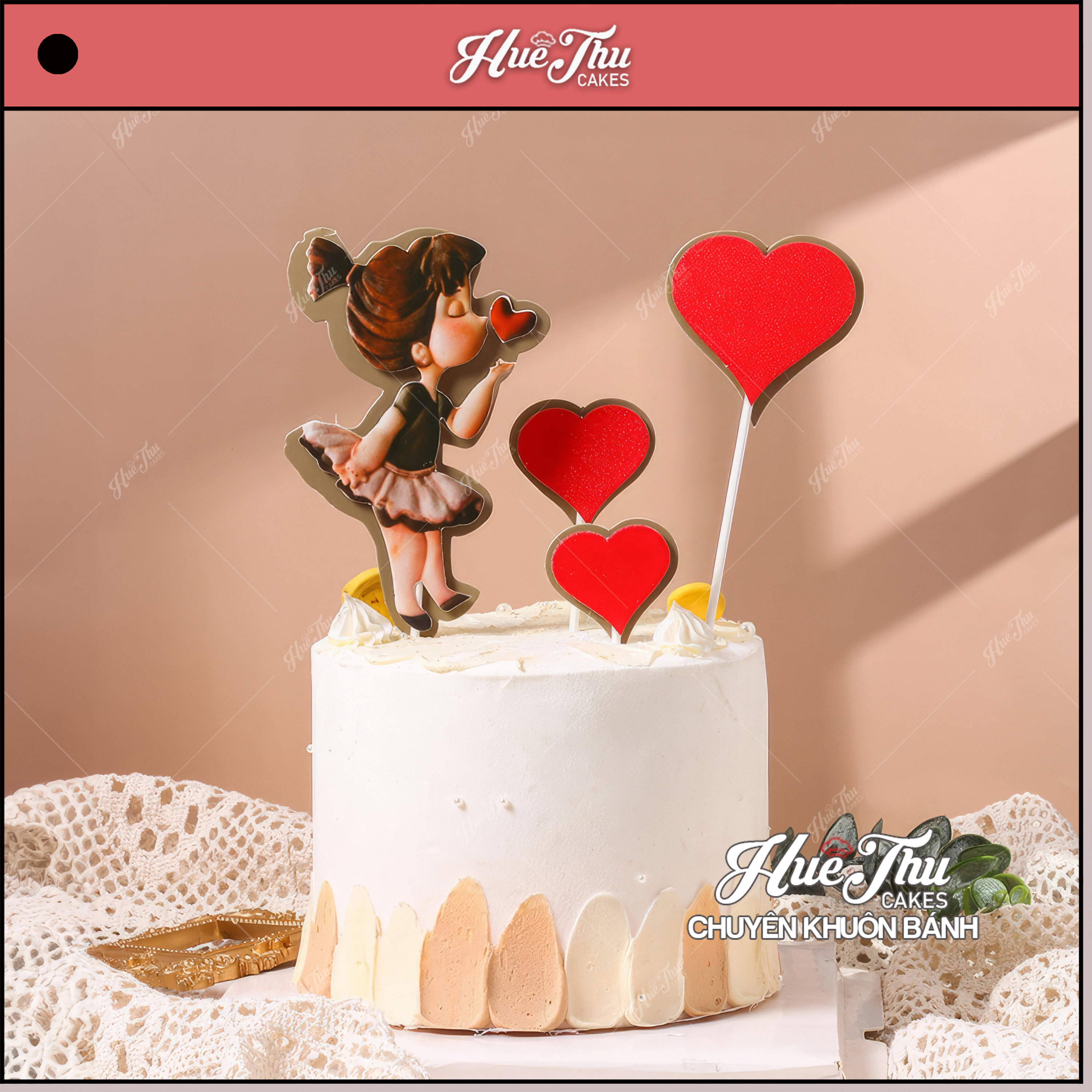Que cắm Cô Bé Tình Yêu phụ kiện trang trí bánh sinh nhật, bánh rau câu, bánh kem