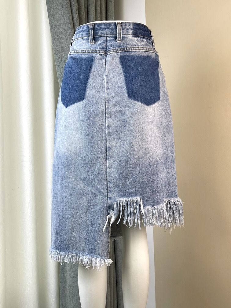 Chân váy jeans chữ A rách xước trước  V2747X  NANGBOUTI