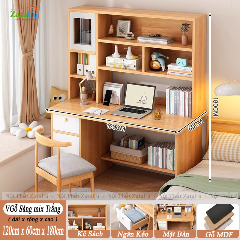 Thông Số Của Bàn Học Bàn Làm Việc Gỗ MDF BLV-135 ZataFu