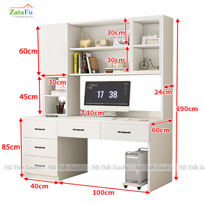 Thông Số Của Bàn Học Bàn Làm Việc Gỗ MDF BLV-134 ZataFu