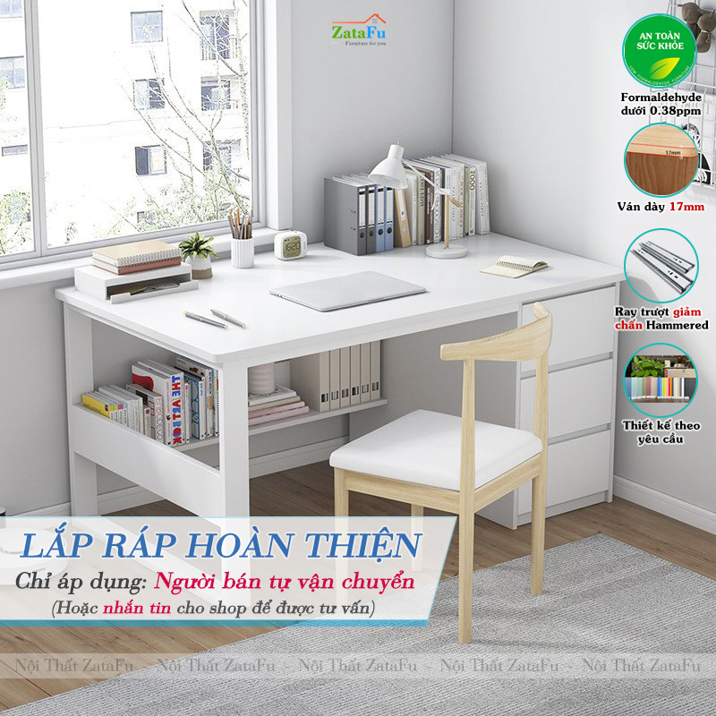 Bàn Học Bàn Làm Việc 3 Ngăn Kéo Chân Sắt Sơn Tĩnh Điện BLV-145 zatafu