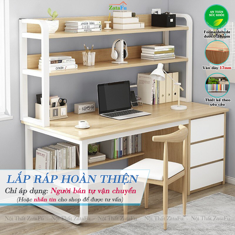 Bàn Học Bàn Làm Việc Gỗ MDF Kết Hợp Khung Sắt Sơn Tĩnh Điện BLV-153 ZataFu