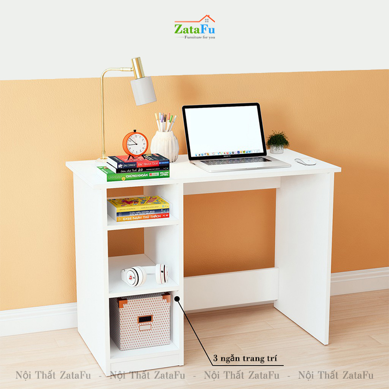 Bàn Làm Việc Gỗ Giá Rẻ Kèm Kệ Sách BLV-36 ZataFu