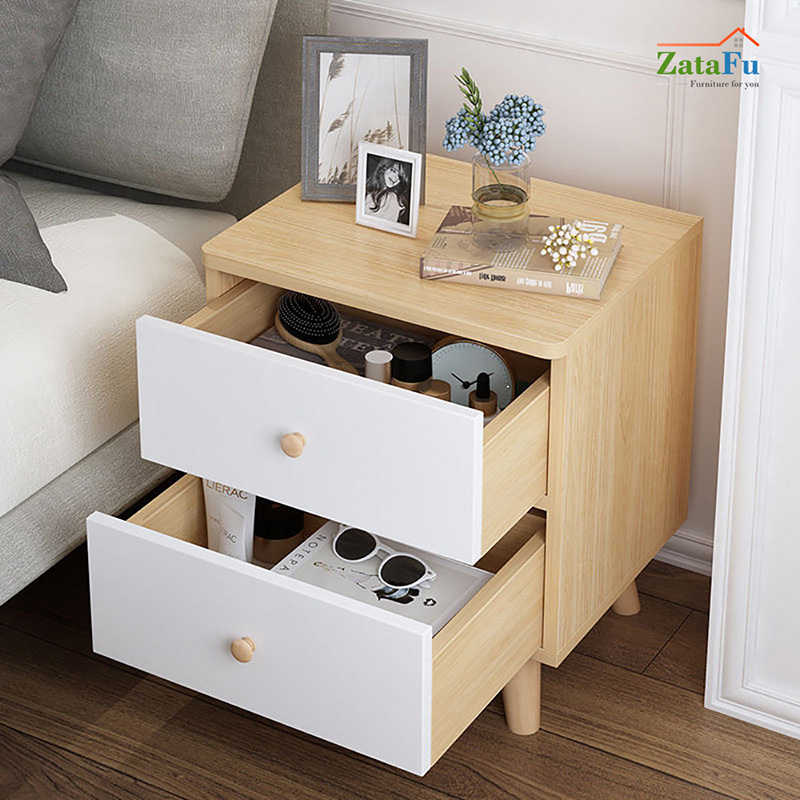 Tủ Kệ Để Đầu Giường Có 2 Ngăn Kéo Trang Trí Phòng Ngủ TUTT-01 ZataFu