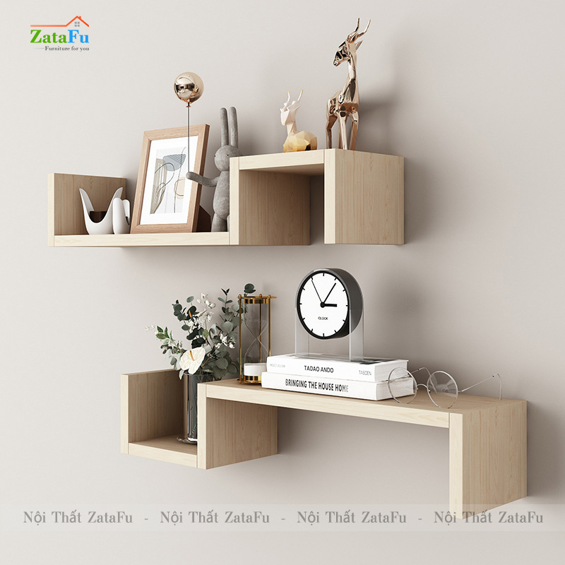 Kệ decor gắn tường hình bậc thang uốn lượn độc đáo KTT-120