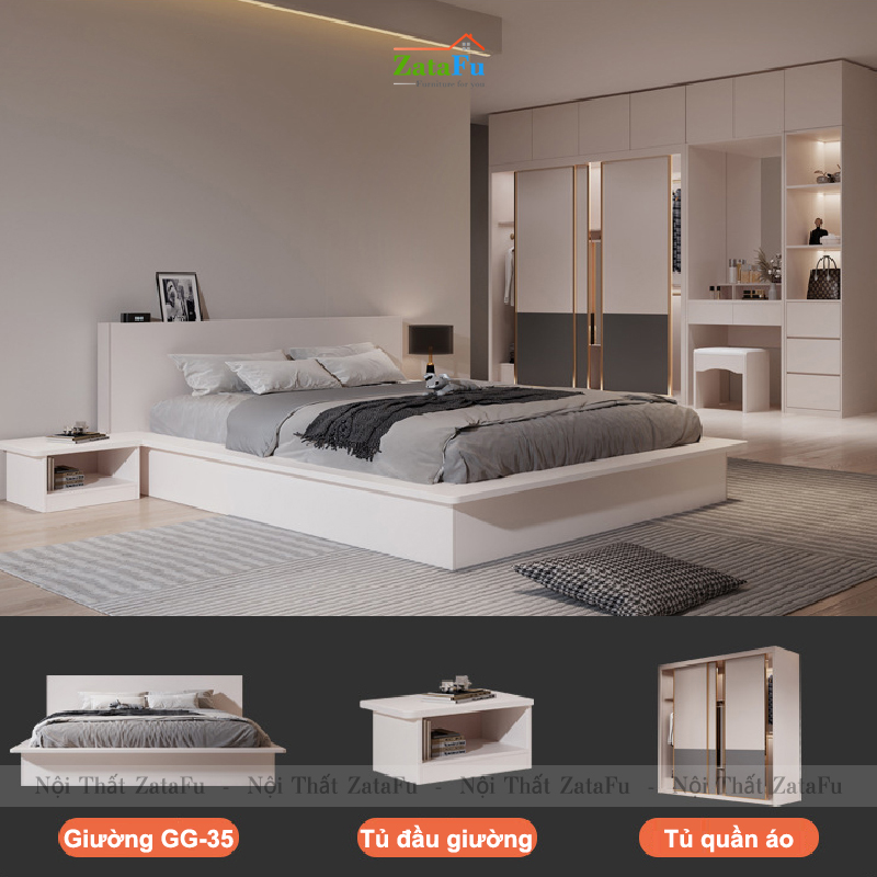 Giường ngủ gỗ công nghiệp cho không gian sang trọng GG-35