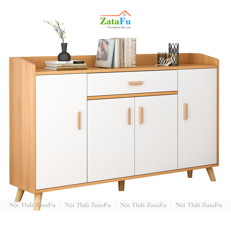 Tủ đựng giày gỗ 4 cánh chân gỗ TGIAY-07