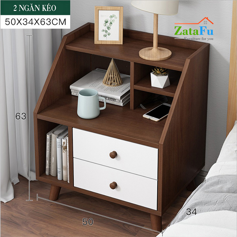 Kệ đầu giường 2 ngăn kéo phong cách Bắc Âu TUTT-02