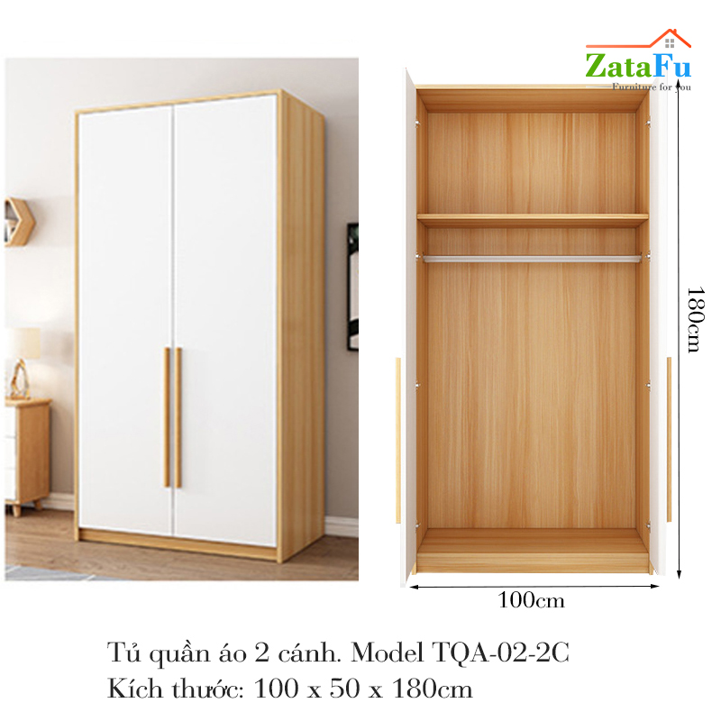 Tủ quần áo 1m8 thiết kế đơn giản TQA-02