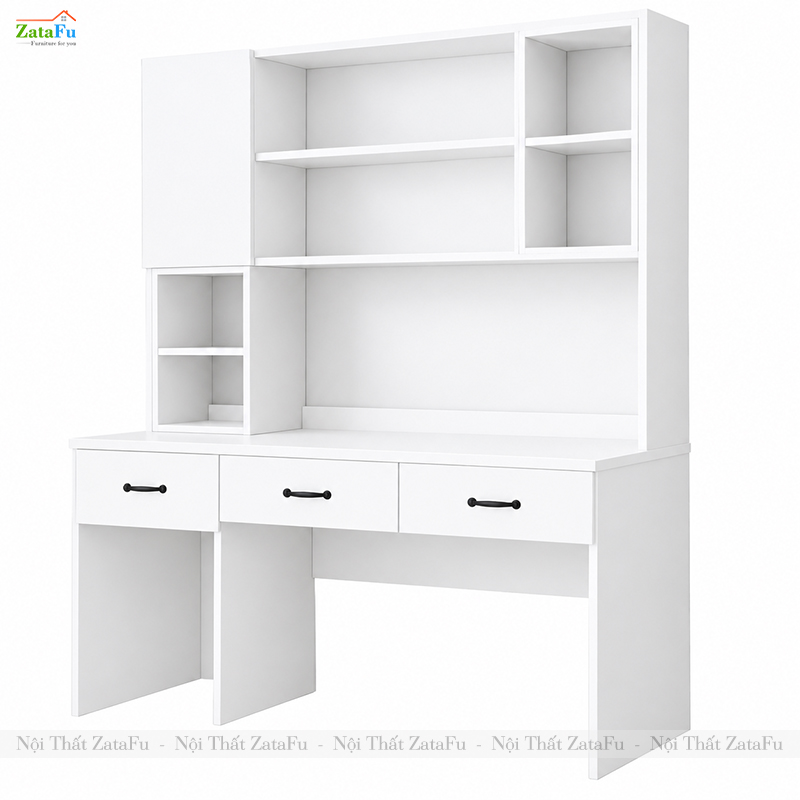 Bàn Học Bàn Làm Việc Gỗ MDF Nhiều Ngăn Mặt Bàn Lớn Mang Phong Cách Hiện Đại BLV-134 ZataFu