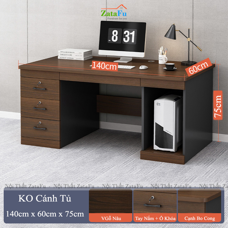 Bàn Làm Việc Gỗ MDF Hiện Đại Nhiều Ngăn BLV-165 ZataFu