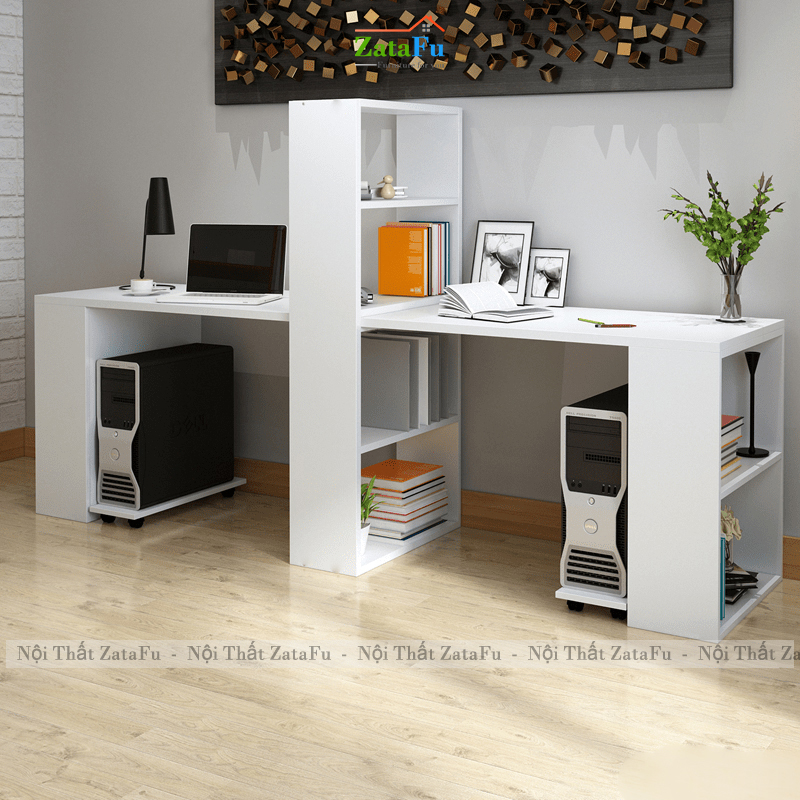 Bàn Làm Việc Gỗ MDF Bàn Học Sinh Bàn Đôi Để PC BLV-168 ZataFu
