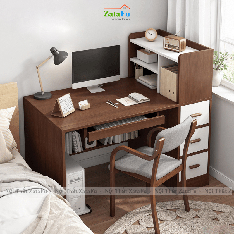 Bàn Làm Việc Thiết Kế Đơn Giản Kết Hợp Kệ Sách Và Ngăn Kéo Tiện Lợi BLV-171 ZataFu