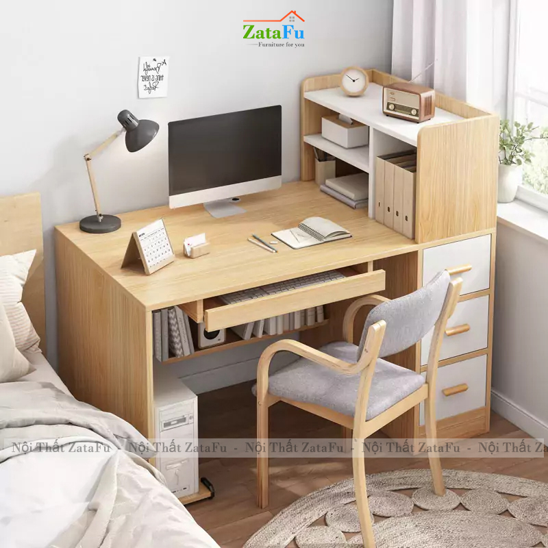 Bàn Làm Việc Thiết Kế Đơn Giản Kết Hợp Kệ Sách Và Ngăn Kéo Tiện Lợi BLV-171 ZataFu